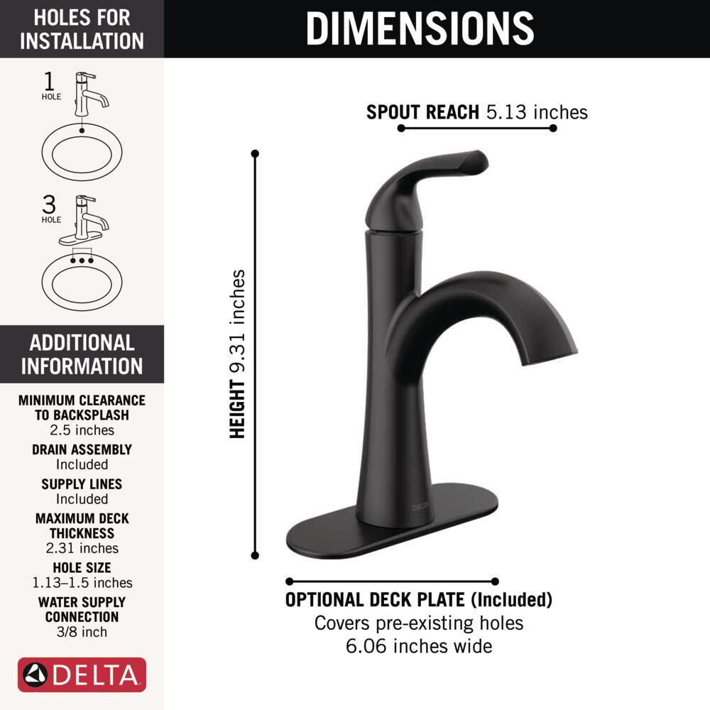 Arvo Single Hole Bathroom Faucet with Drain Assembly, Single Handle Bathroom Sink Faucet