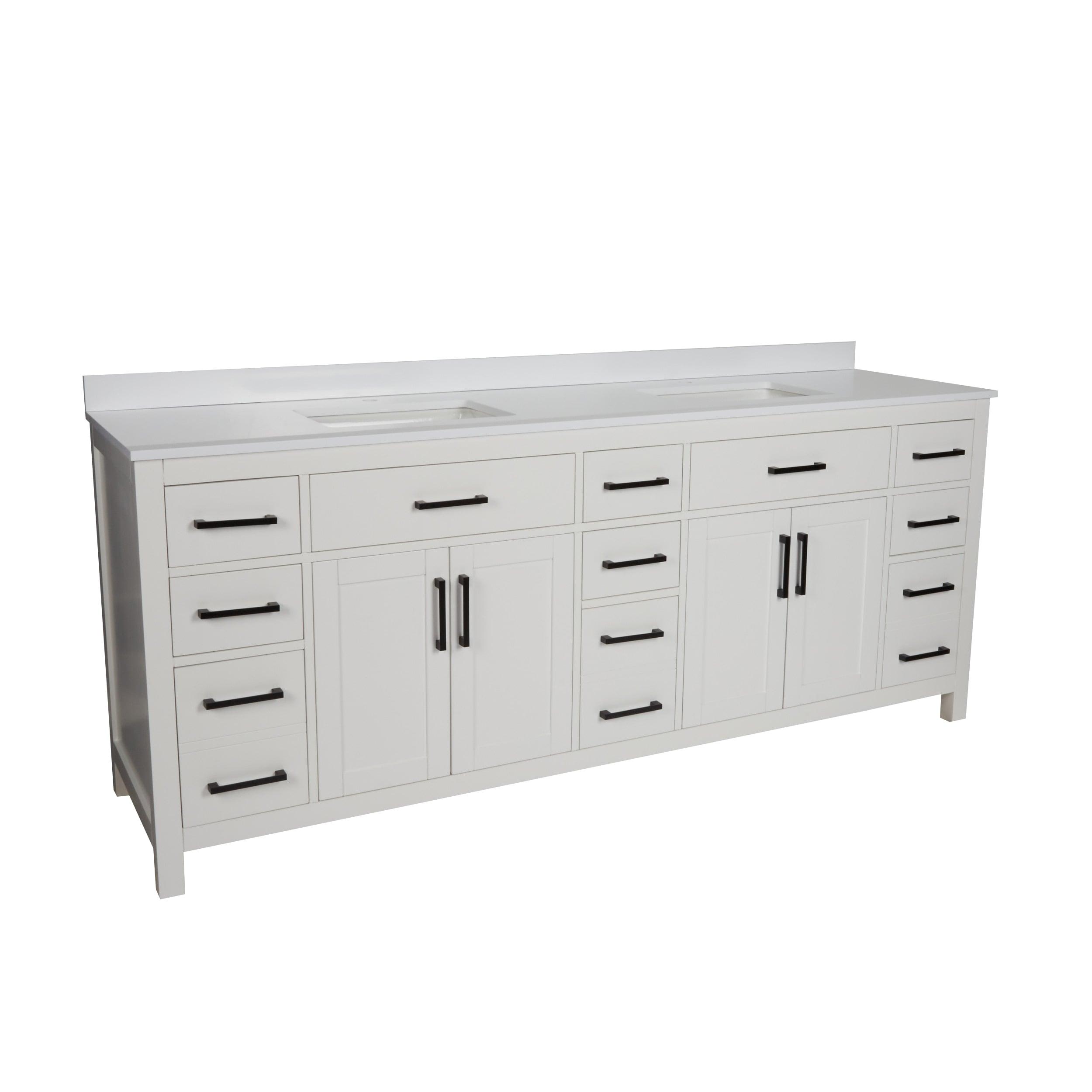 Beckett 84" Freestanding Double Bathroom Vanity with Cultured Marble Top