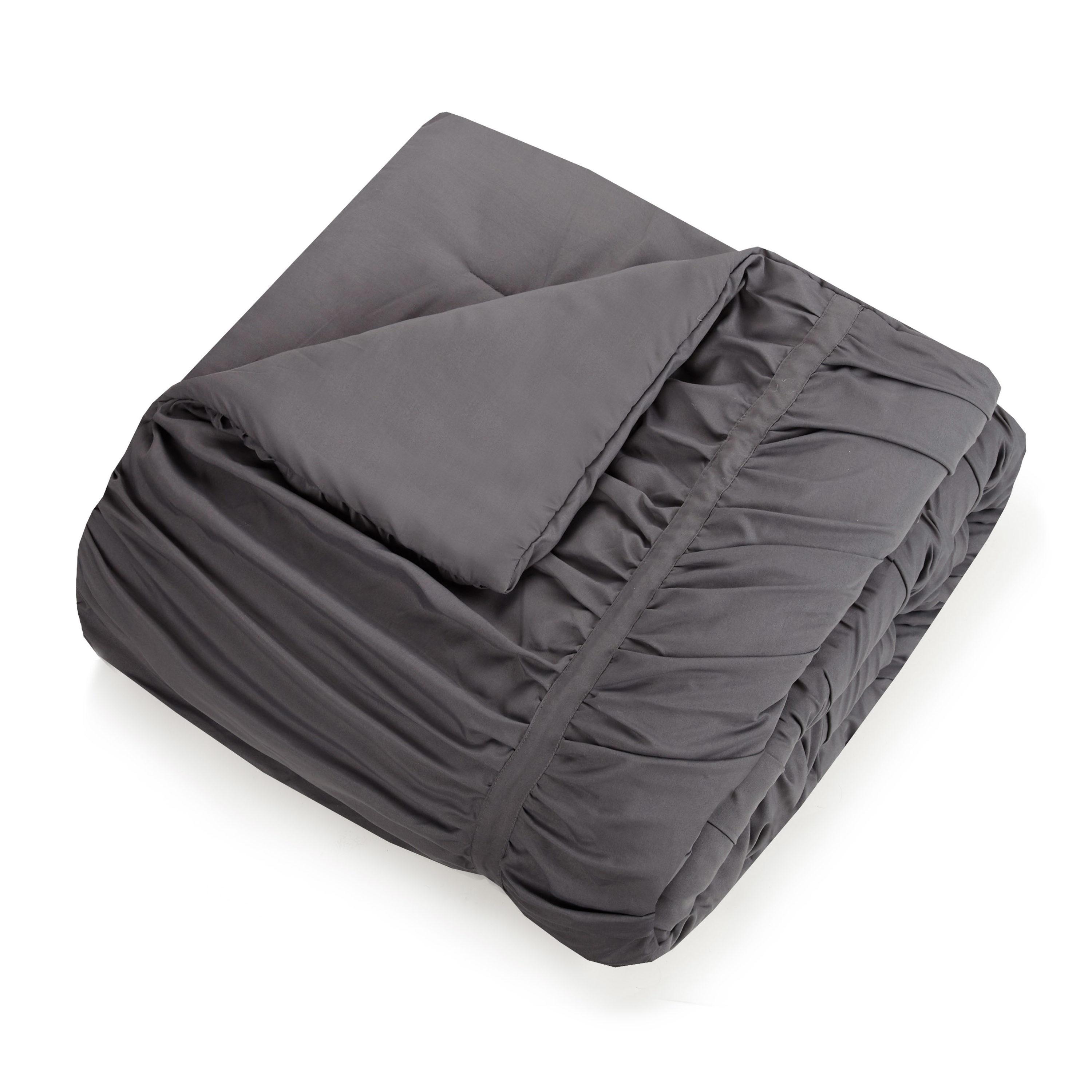 Modern Heirloom Emily Texture T/TXL Emily Texture Comforter Set Dark Gray: Polyester, Machine Washable, Includes Sham