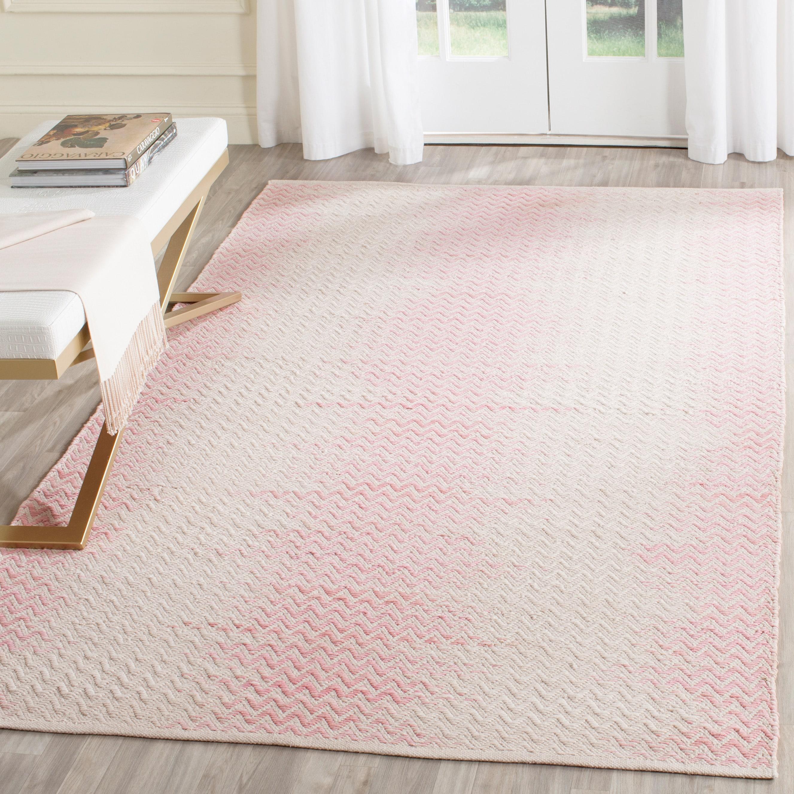 Cotton Kilim KLC121 Hand Woven Area Rug - Light Pink/Ivory - 4'x6' - Safavieh