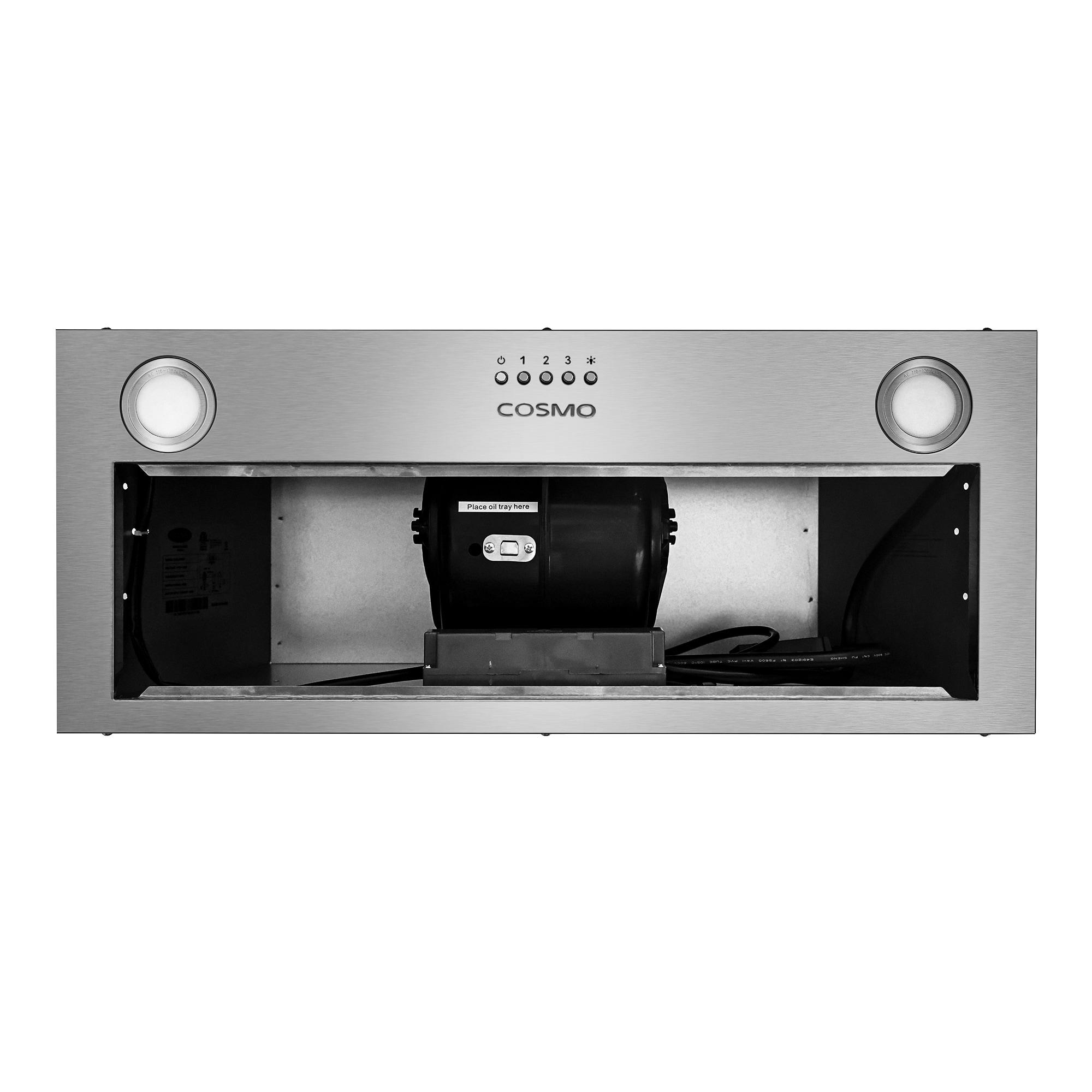 Cosmo 30 in. Insert Range Hood w/ Push Button Controls, 3-speed Fan, LED Lights and Permanent Filter