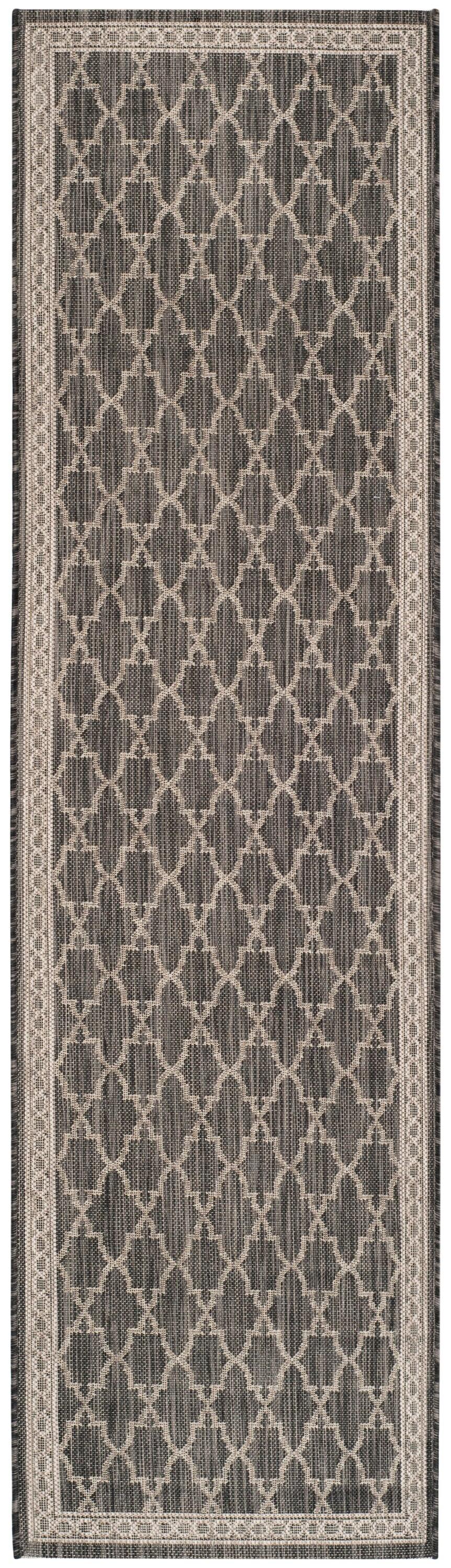 Courtyard CY8871 Power Loomed Indoor/Outdoor Runner Rug - Black/Beige - 2'3"x12' - Safavieh.