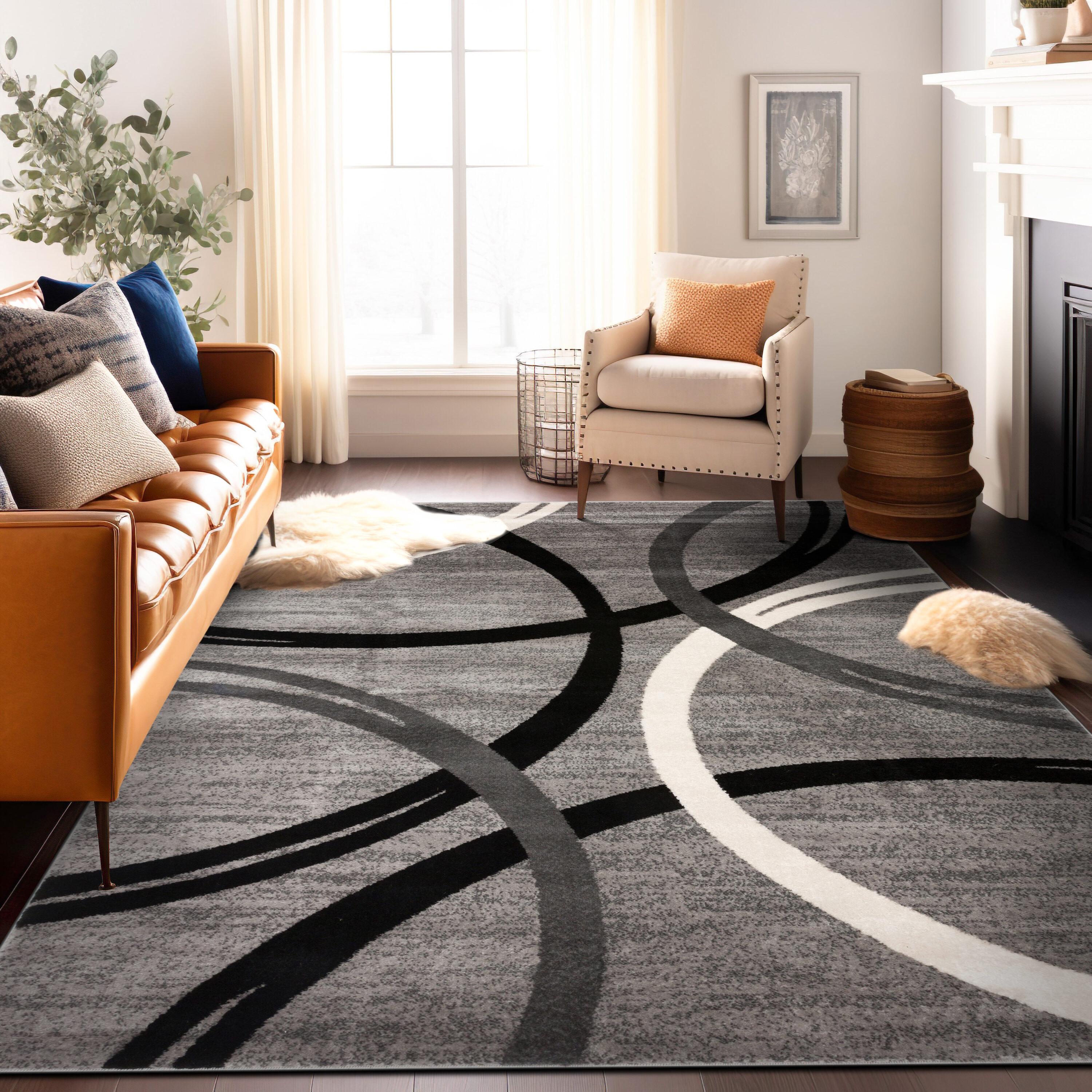 World Rug Gallery Contemporary Abstract Circles Design Gray 5'3" x 7'3" Area Rug