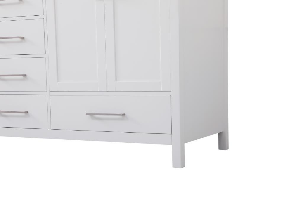 Elegant Decor Tocador de Baño Doble Irene de 72" de Madera Maciza y Piedra en Blanco
