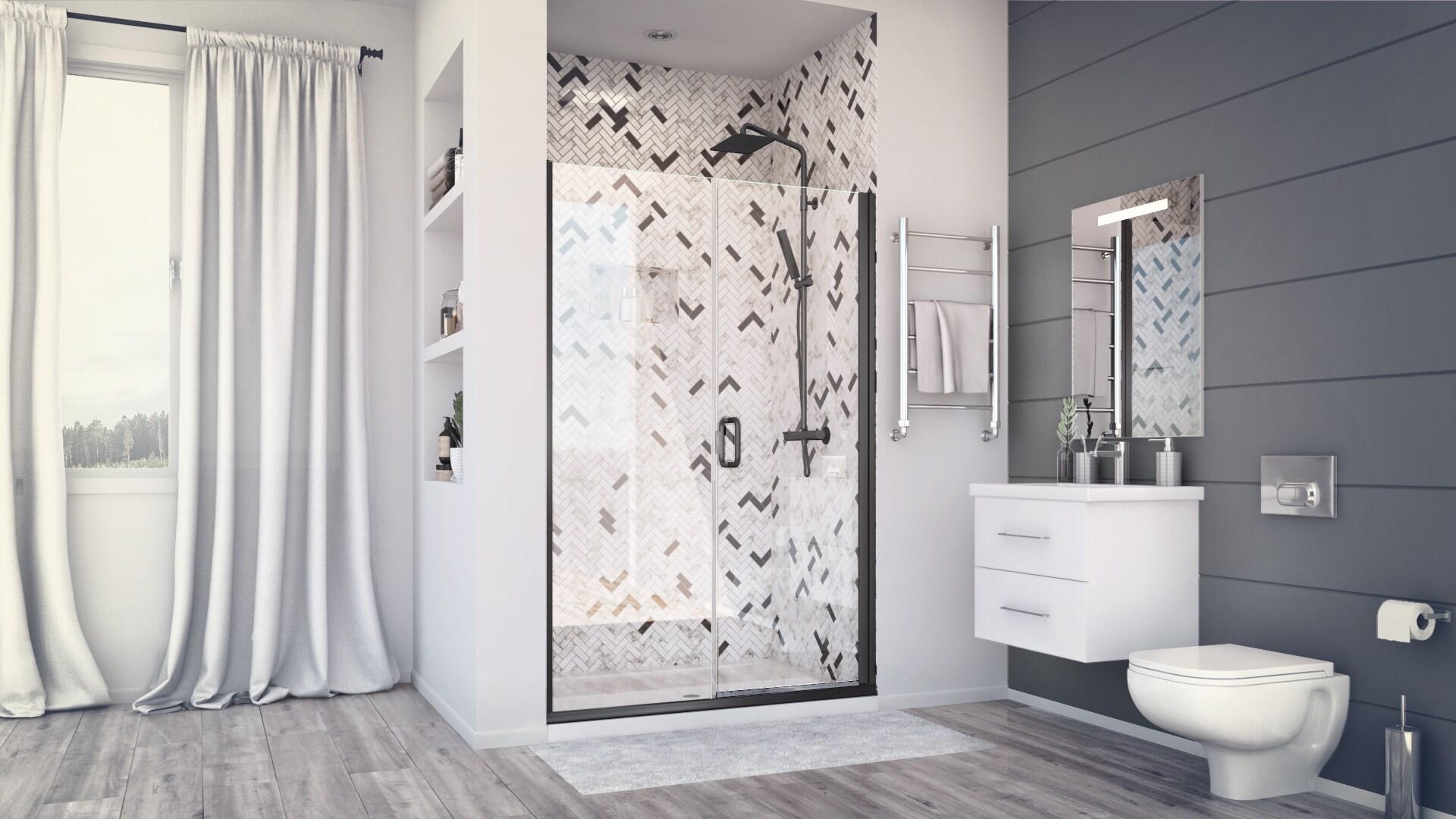 Distinctive Elite 43.06" W x 71.38" H Hinged Semi-Frameless Shower Door
