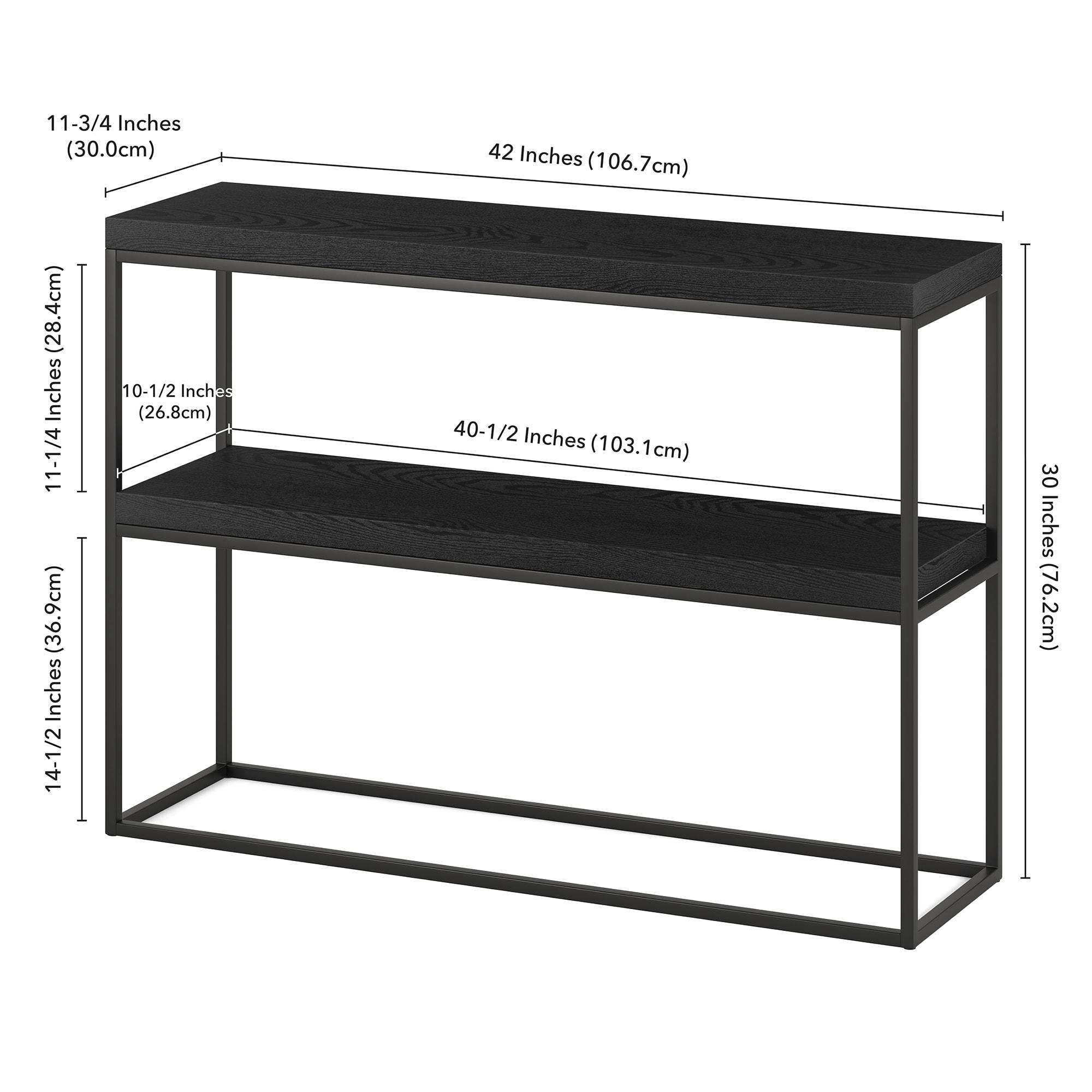 Evelyn&Zoe Edmund 42" Wide Rectangular Console Table, Black Grain