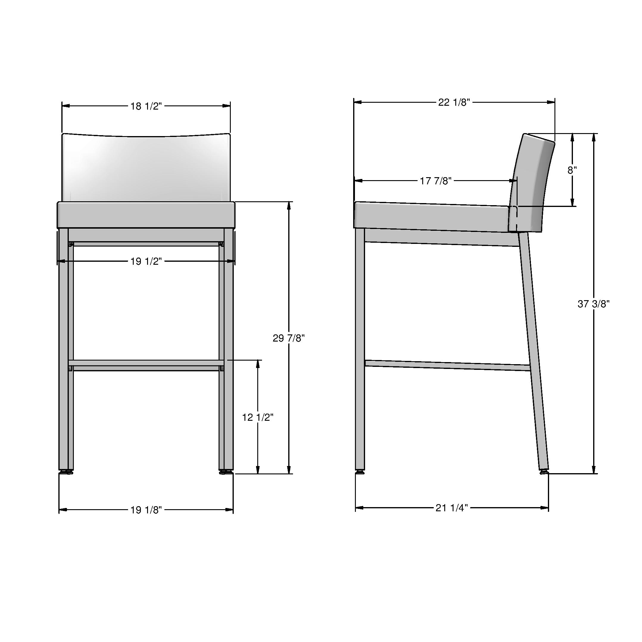 Amisco Fairfield Plus 30 In. Bar Stool - Cream Faux Leather / Dark Brown Metal