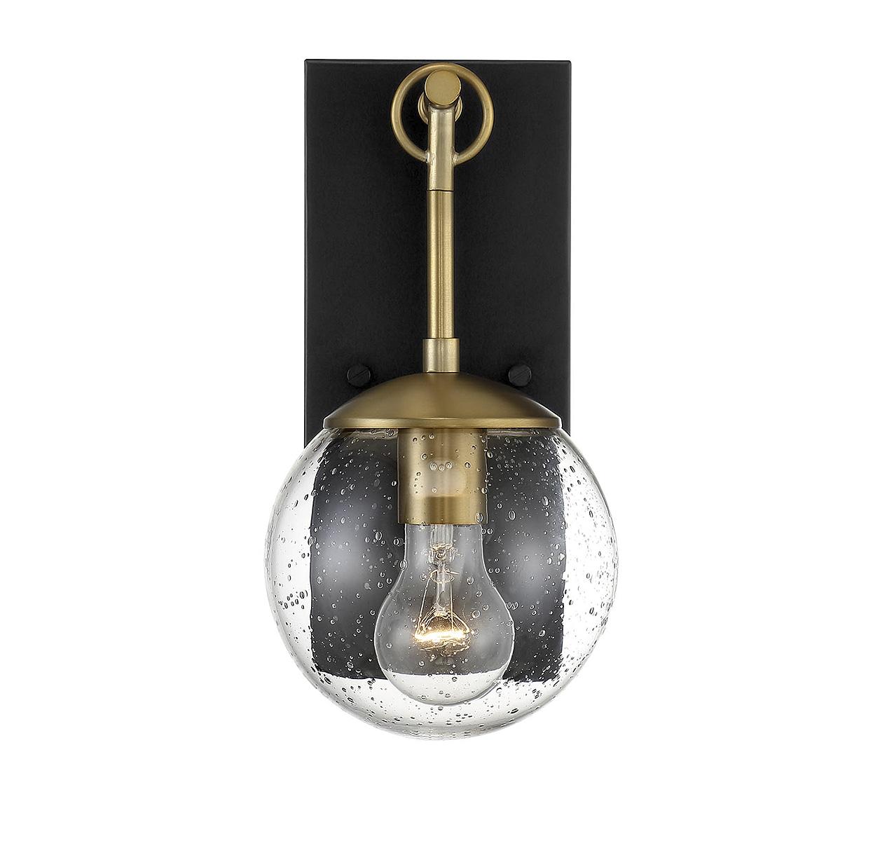 1 Light Outdoor Wall Lantern in Mid-Century Modern Style-11 Inches Tall and 6 Inches Wide-Oil Rubbed Bronze/Natural Bras