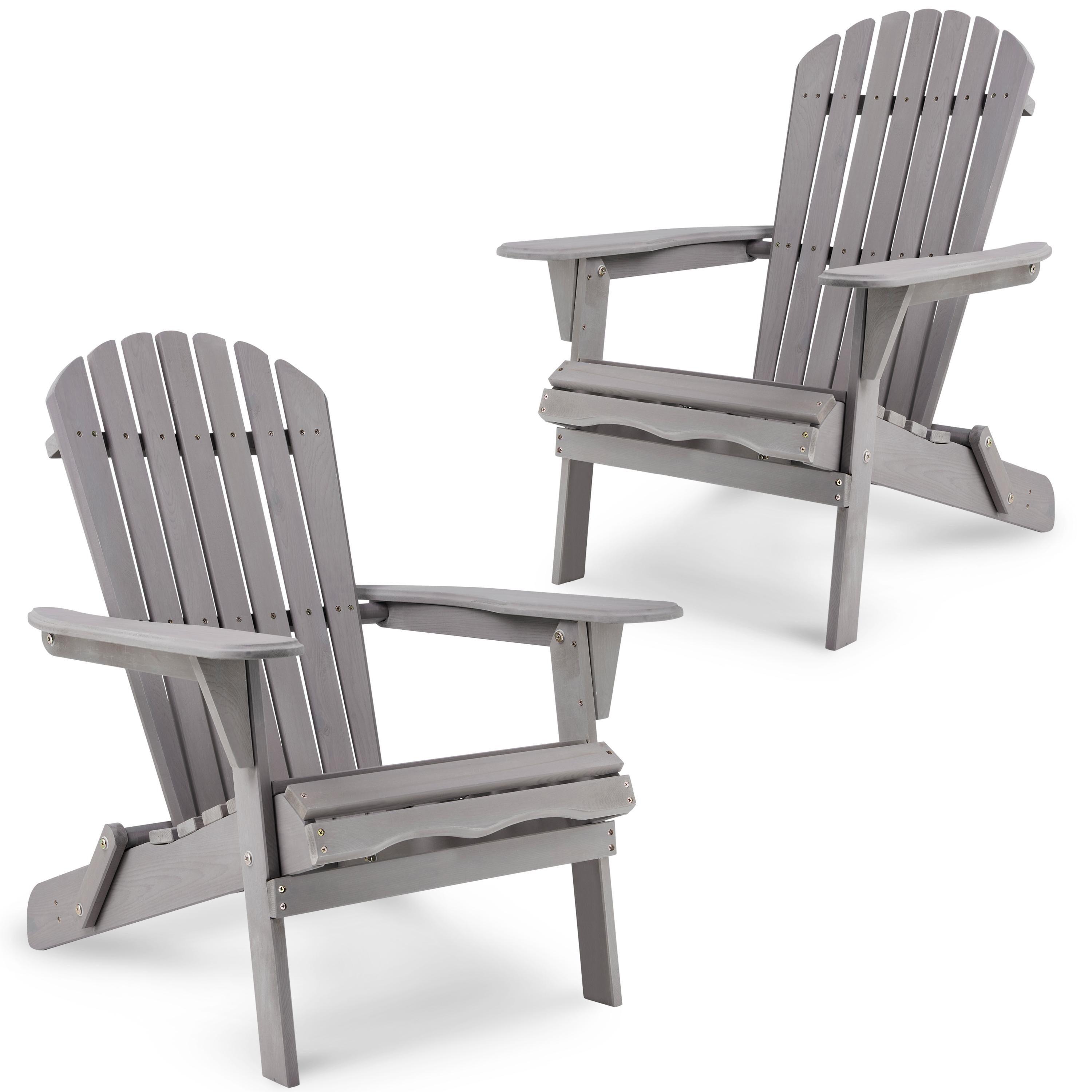 Triple Tree Wood Adirondack Folding Chairs - Set of 2, Gray