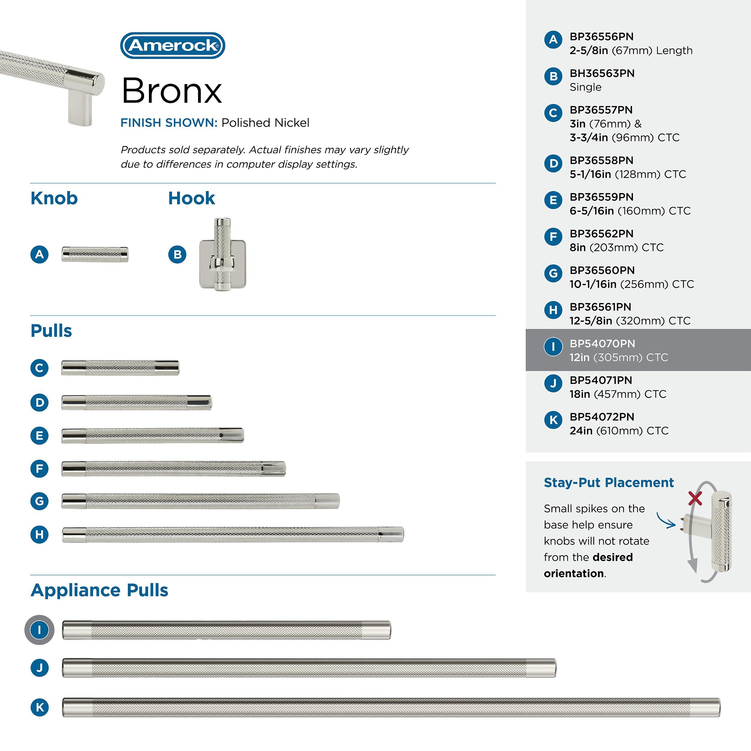 Amerock Bronx 12 inch (305mm) Center-to-Center Polished Nickel Appliance Pull
