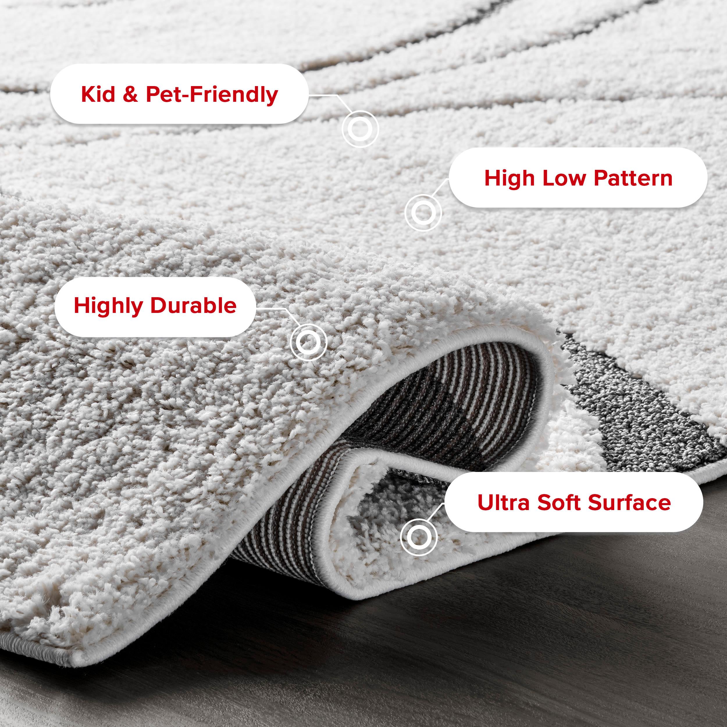 Nuloom Carolyn Abstract 7x9 Shag Indoor Area Rug for Living Room Bedroom Dining Room Nursery, Beige/Grey
