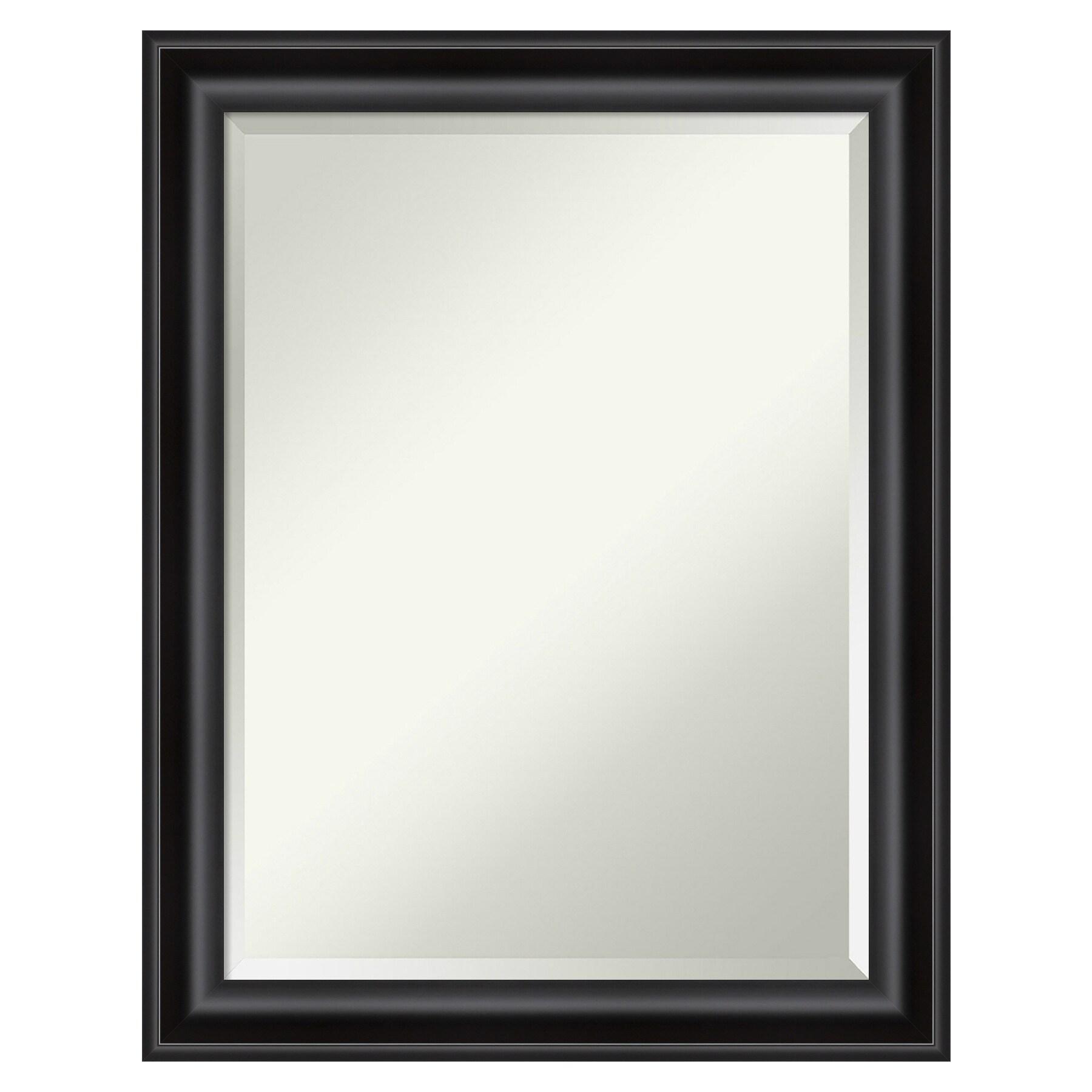 22" x 28" Non-Beveled Grand Narrow Bathroom Wall Mirror Black - Amanti Art: Modern Rectangle, Wall Mount, Polystyrene Frame