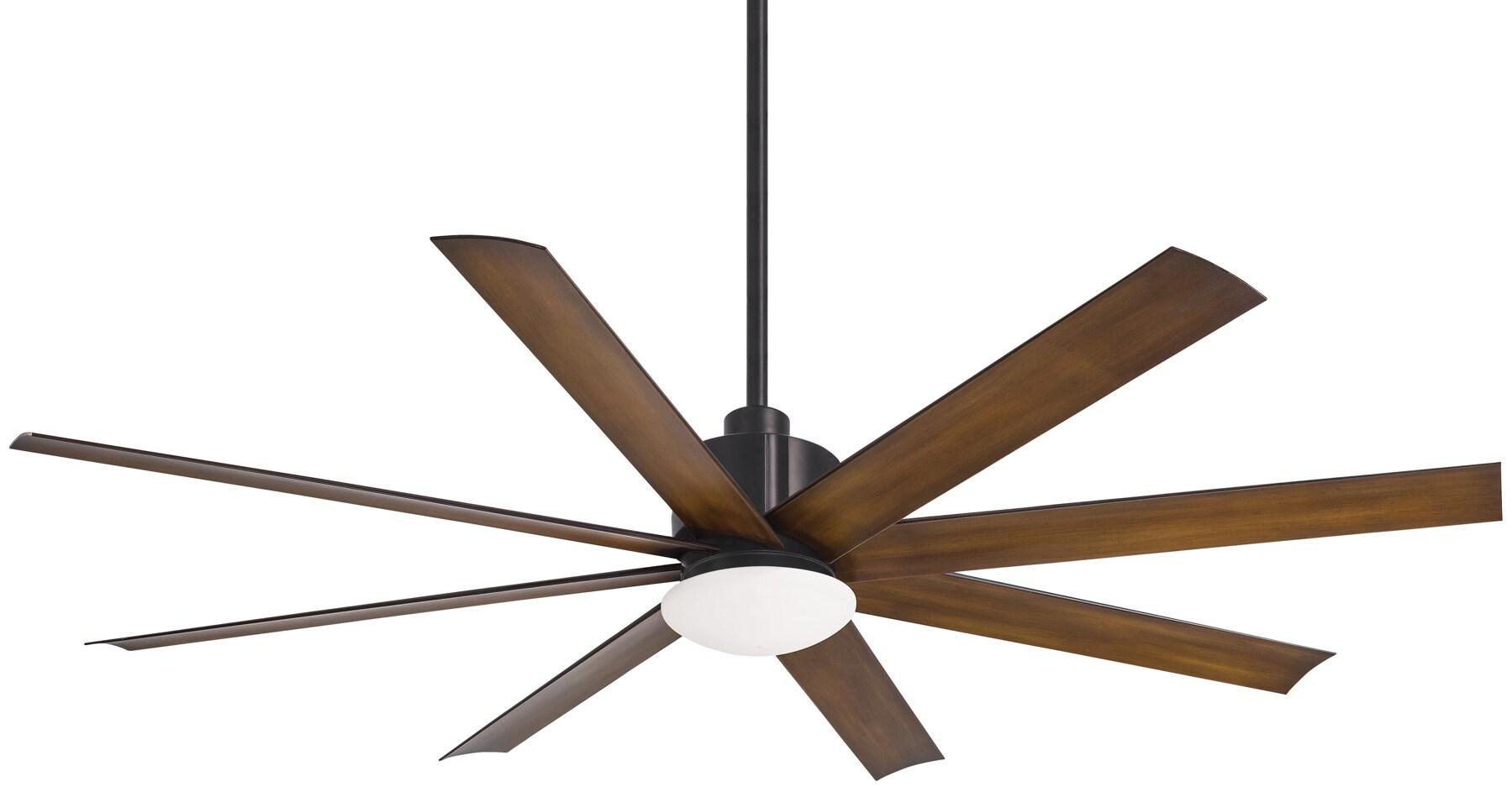 65" Minka Aire Modern Outdoor Ceiling Fan with LED Light Remote Control Coal Distressed Koa Opal Glass Wet Rated for Patio Gazebo