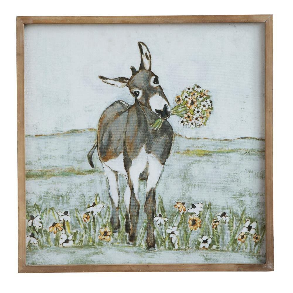 Creative Co-Op Donkey Wall Décor in Wood Frame