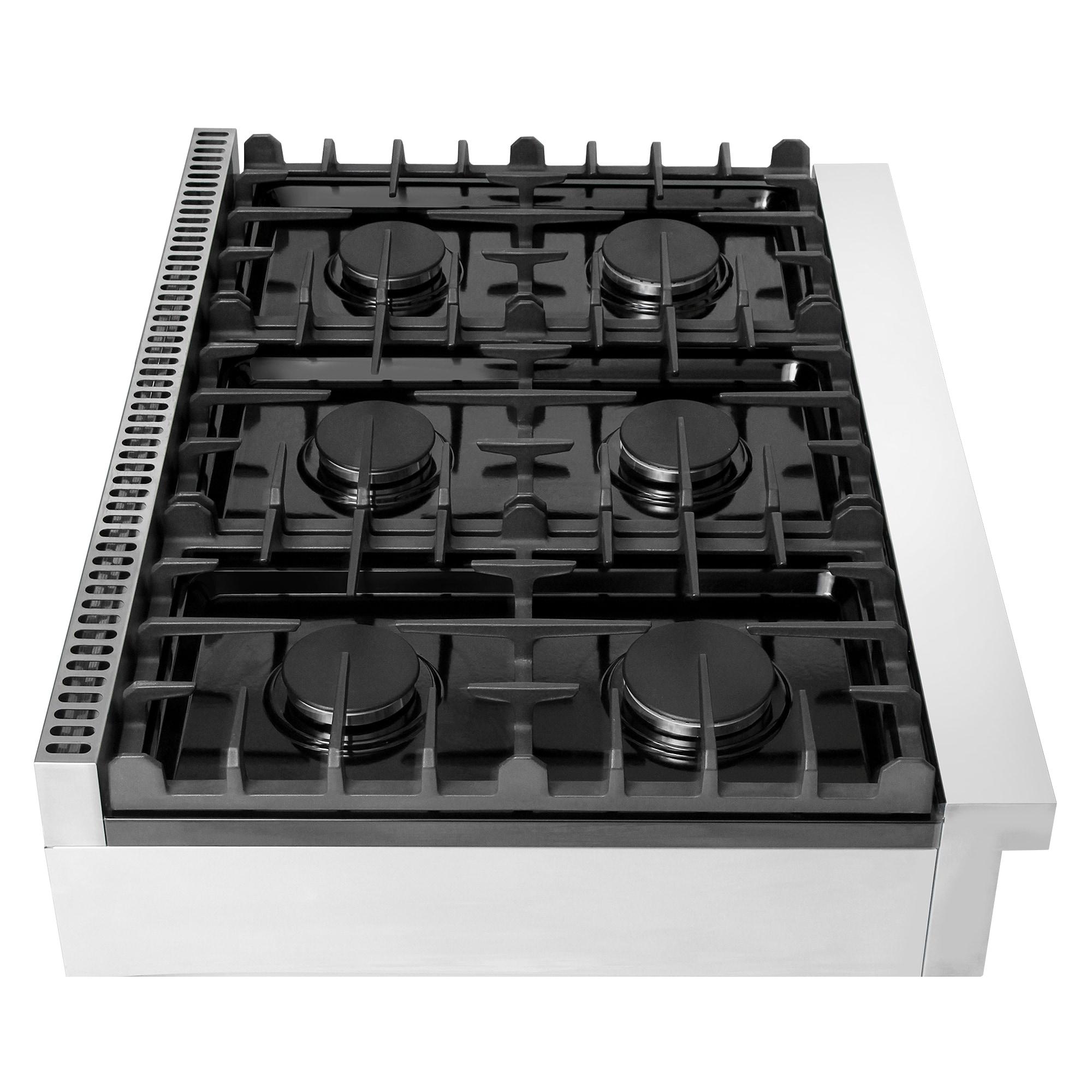 36-Inch Stainless Steel Gas Cooktop with 6 Burners