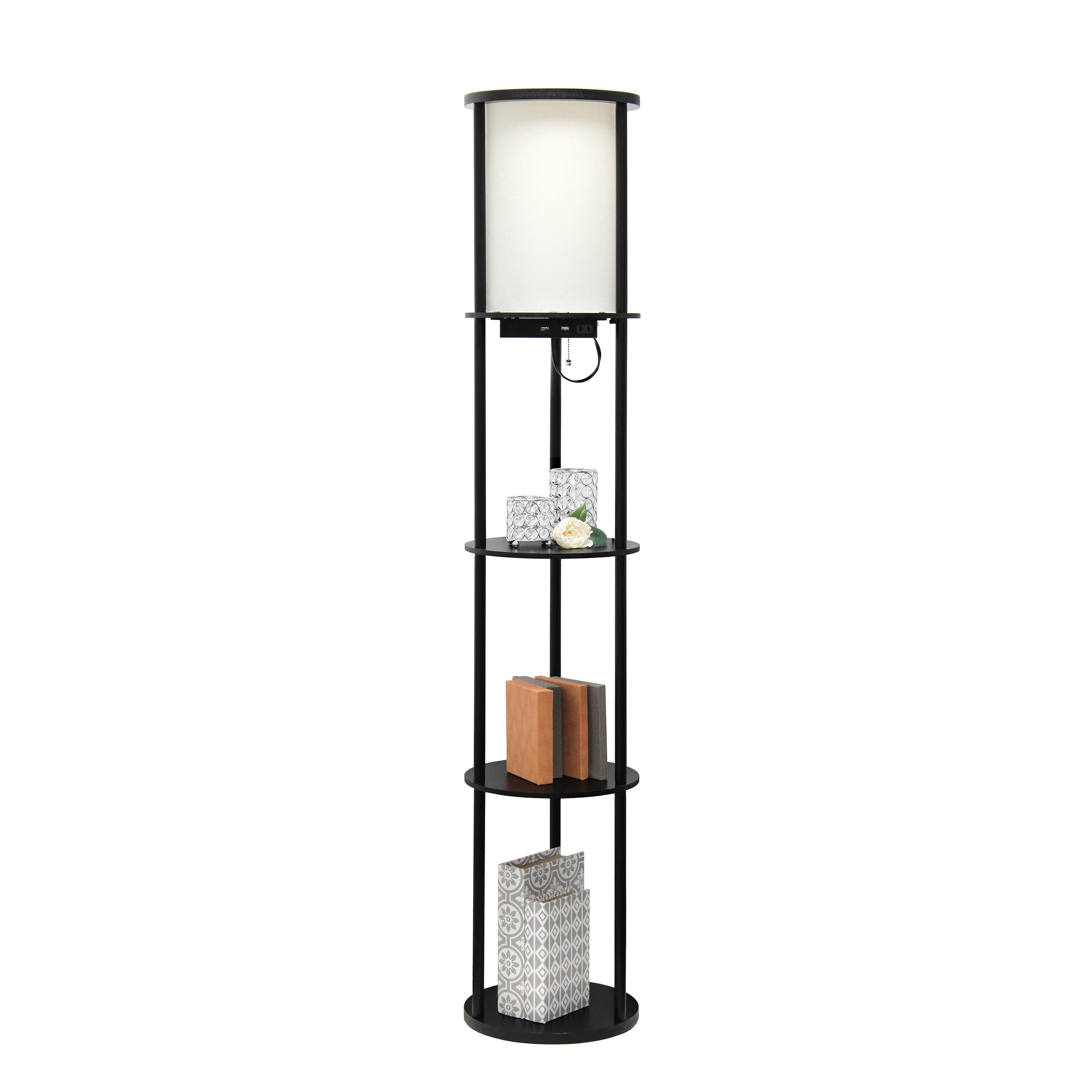 62.5" Round Modern Shelf Etagere Organizer Floor Lamp with Charging Station - Simple Designs