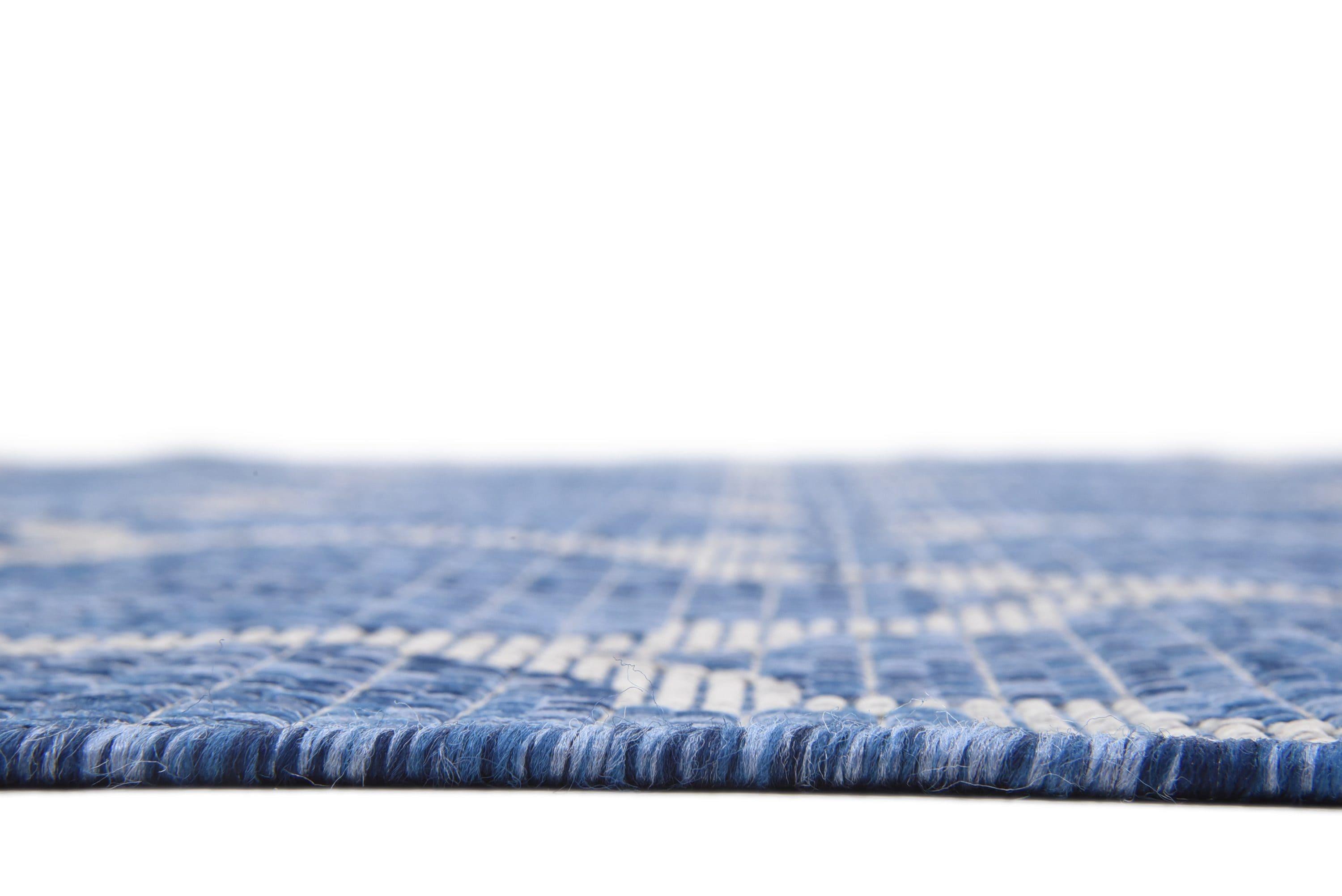 Unique Loom 6' 1 x 9' 0 Rectangle Indoor/Outdoor Trellis Navy Blue Area Rug