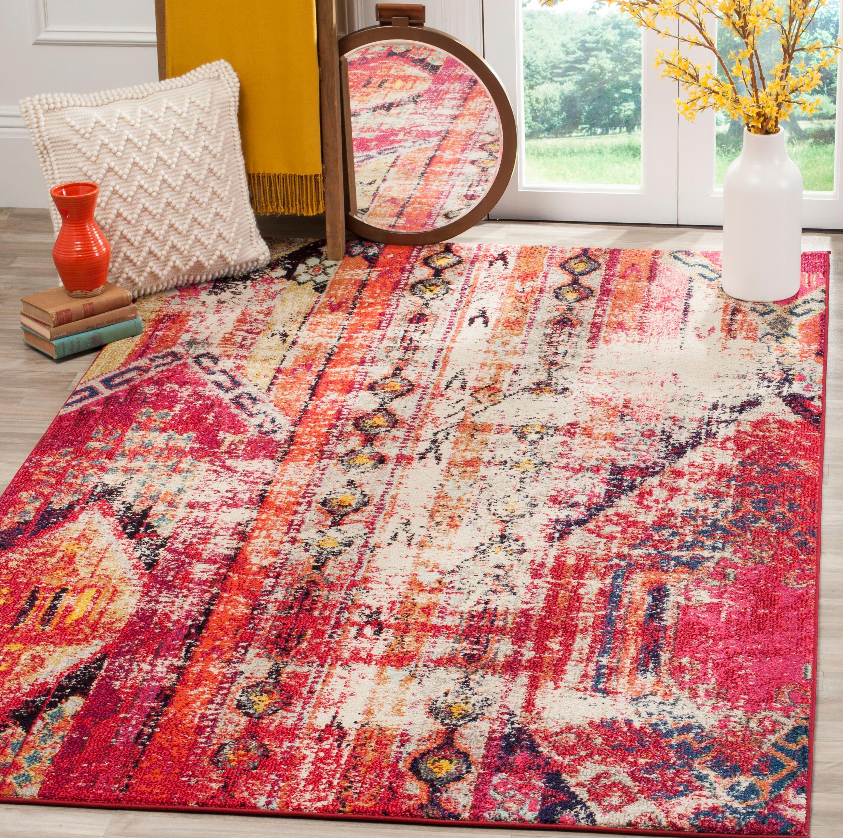 Monaco MNC222 Power Loomed Indoor Accent Rug - Magenta/Multi - 3'x5' - Safavieh.