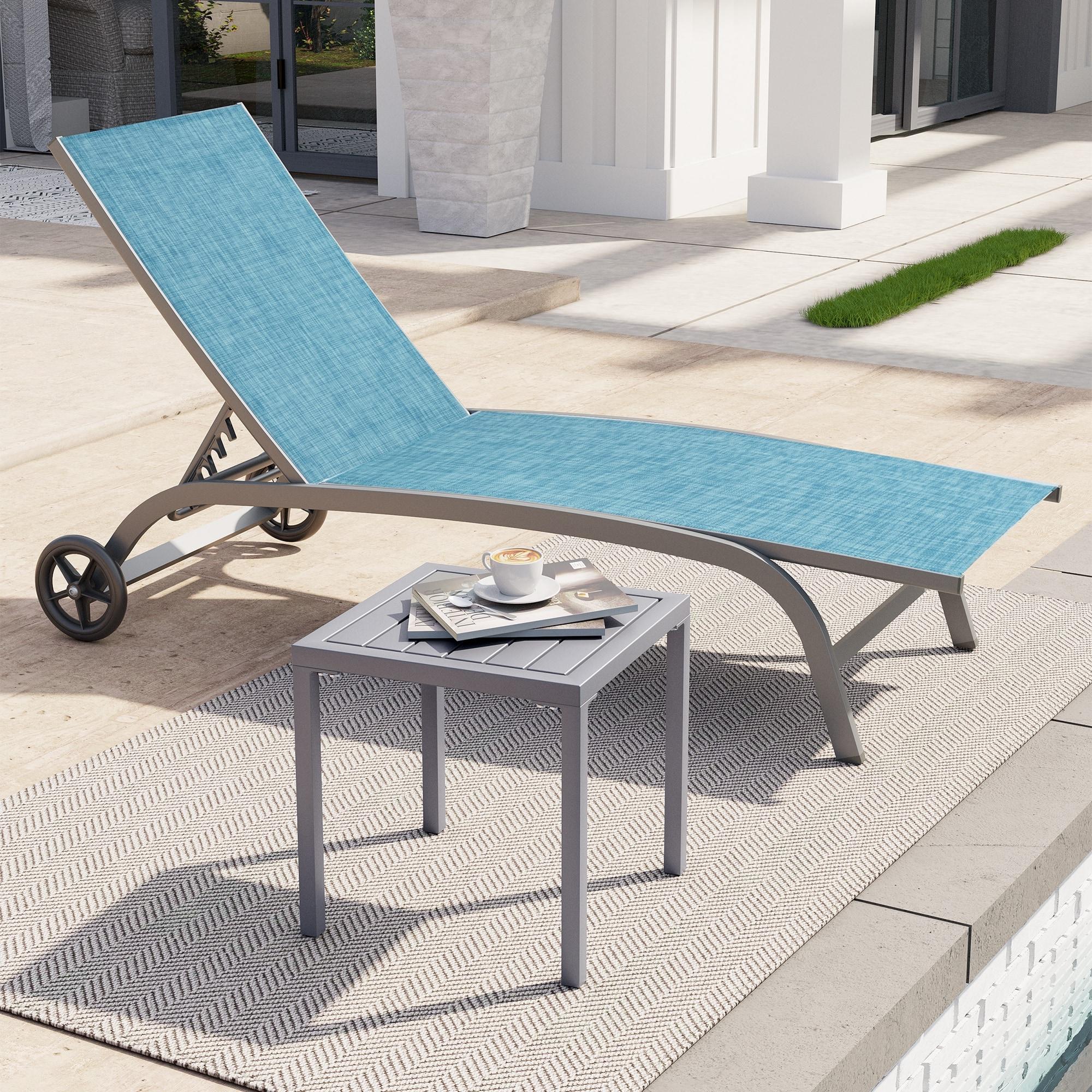 Crestlive Products Outdoor Aluminum End Table Square Patio Side Table - 15.7" L x 15.7" W x 15.9" H 1-Piece, Light Gray