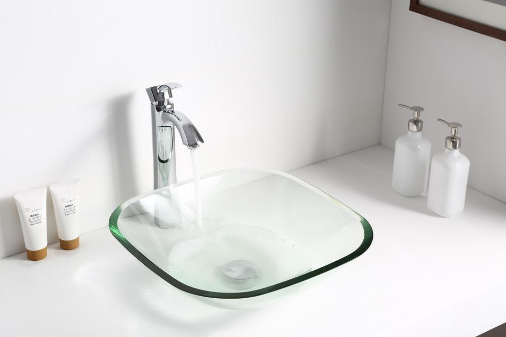 ANZZI Cadenza 16.5'' White Tempered Glass Circular Bathroom Sink