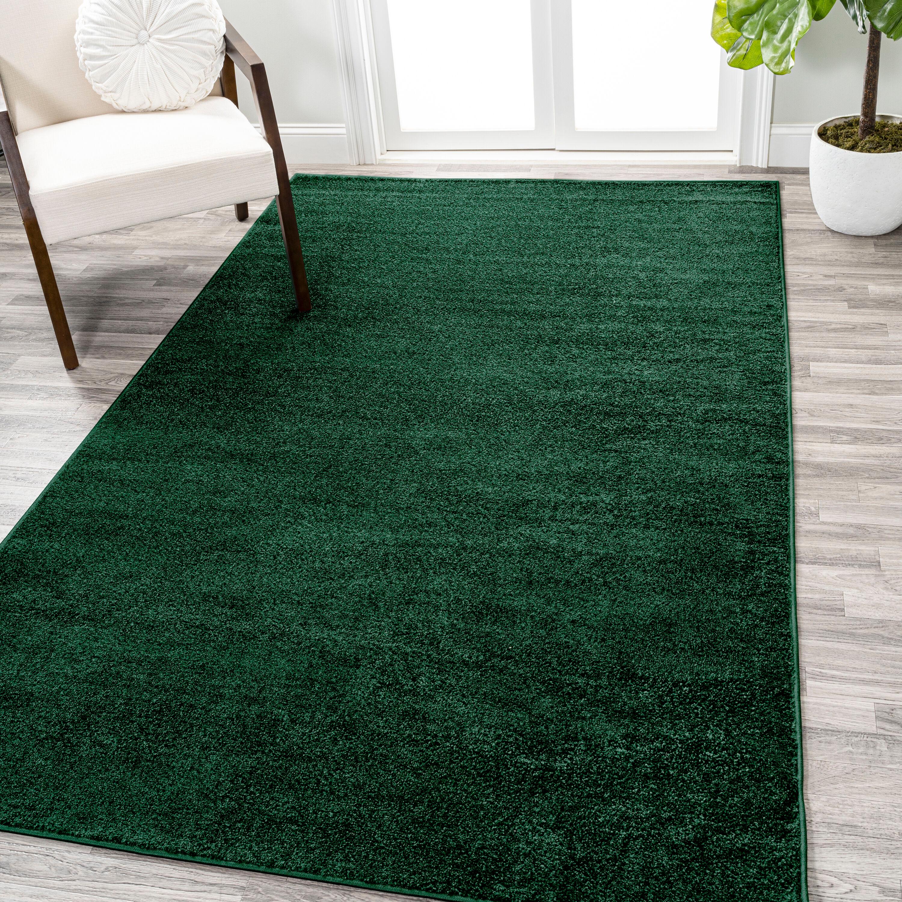 4'x6' Haze Solid Low-Pile Area Rug,  Emerald - JONATHAN Y