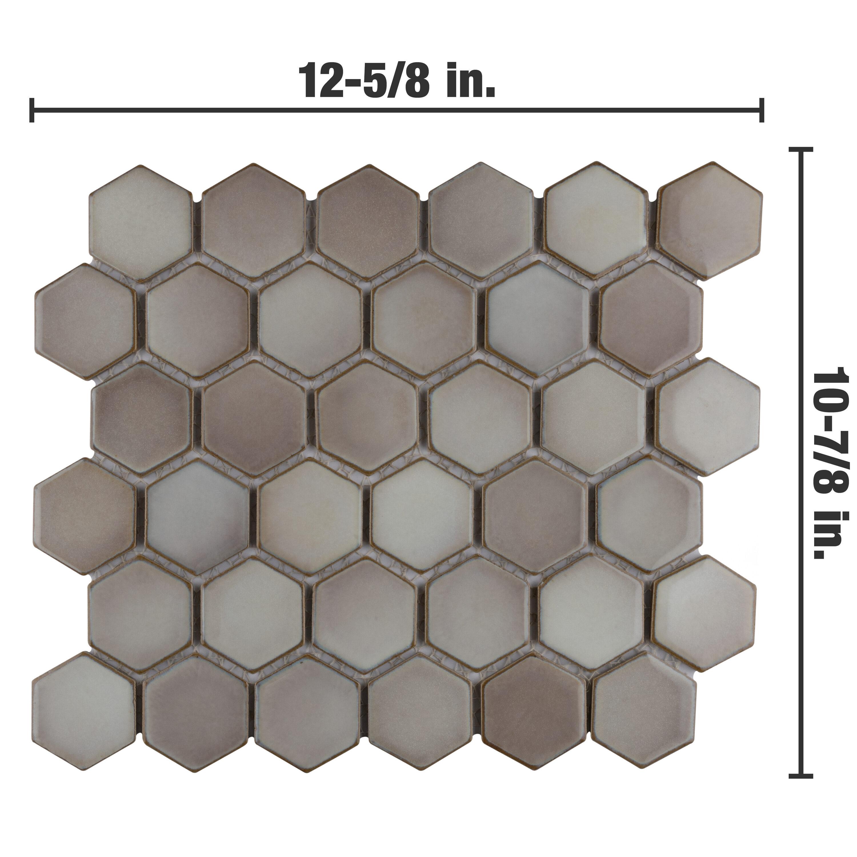 Merola Tile Hudson Due 2" Hex 10-7/8 " x 12-5/8 " Porcelain Mosaic Floor and Wall Tile