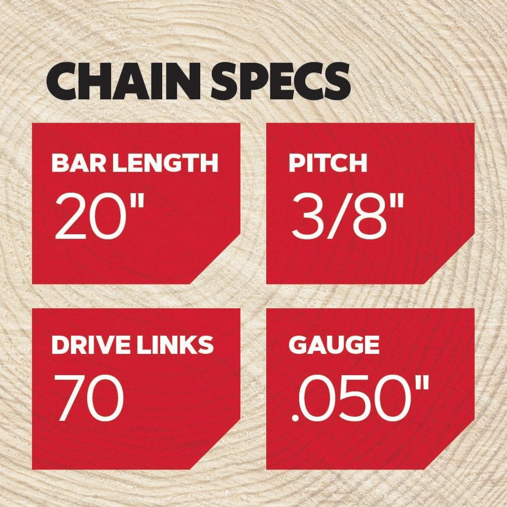 Oregon X-Grind Chainsaw Chain, 3/8in. x 0.050in., Fits 20in. Bar, Model# B70/72LGX070G