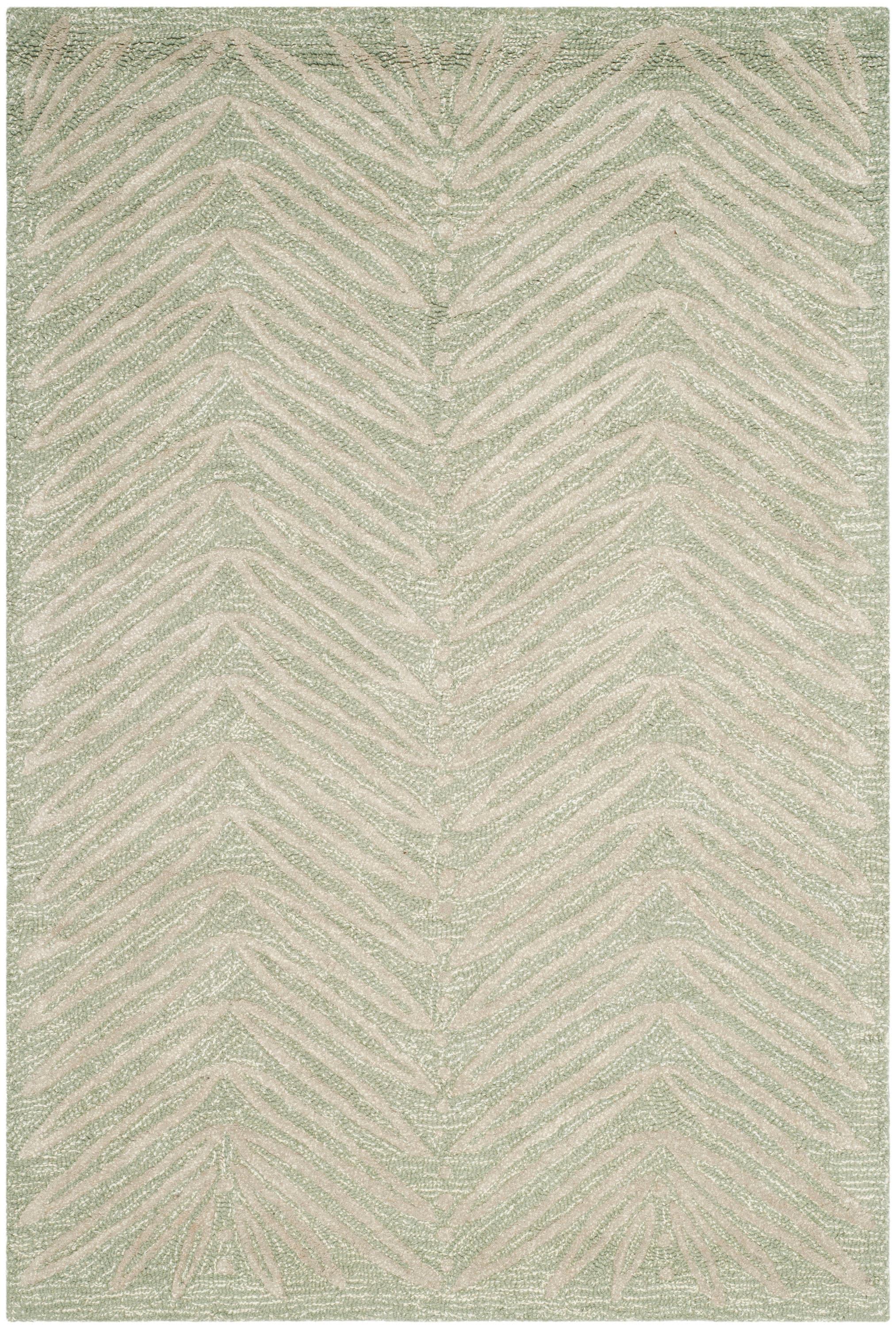Martha Stewart Chevron Leaves - MSR3612 - Indoor Hand Tufted Area Rugs - Milk Pail Green - 4'x6'