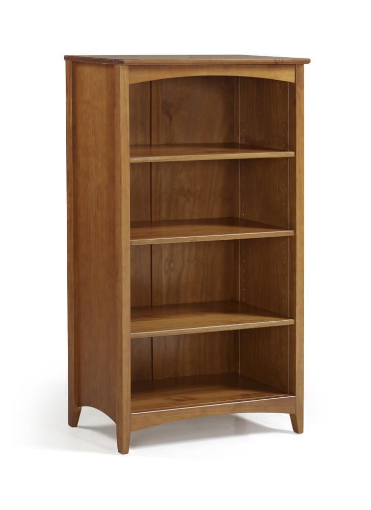 Camaflexi 48” Shaker Style 4-Shelf Wooden Bookcase Closed Back Storage Shelf, Brown