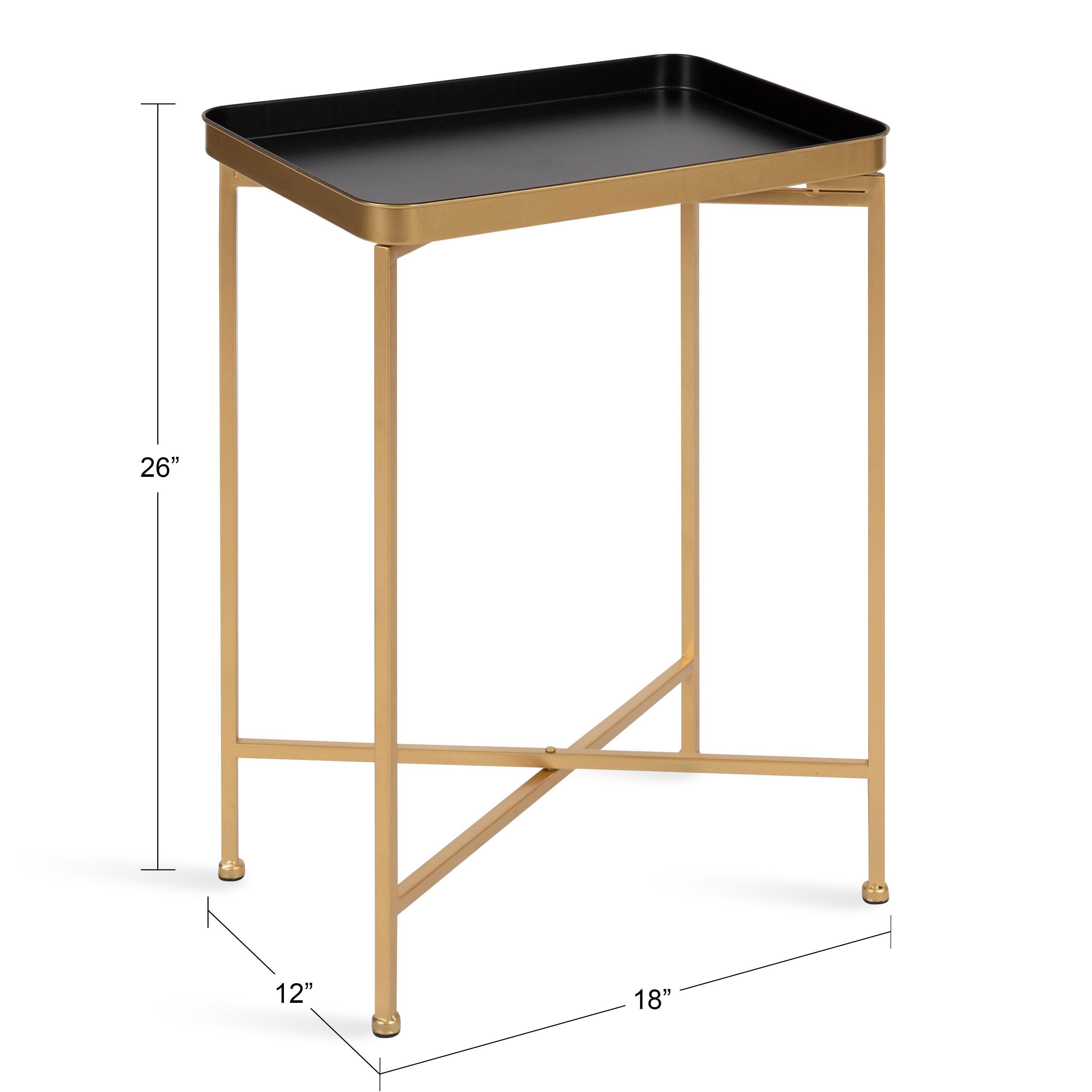 Kate and Laurel Celia Rectangle Metal Side Table, 18x12x26, Black and Gold