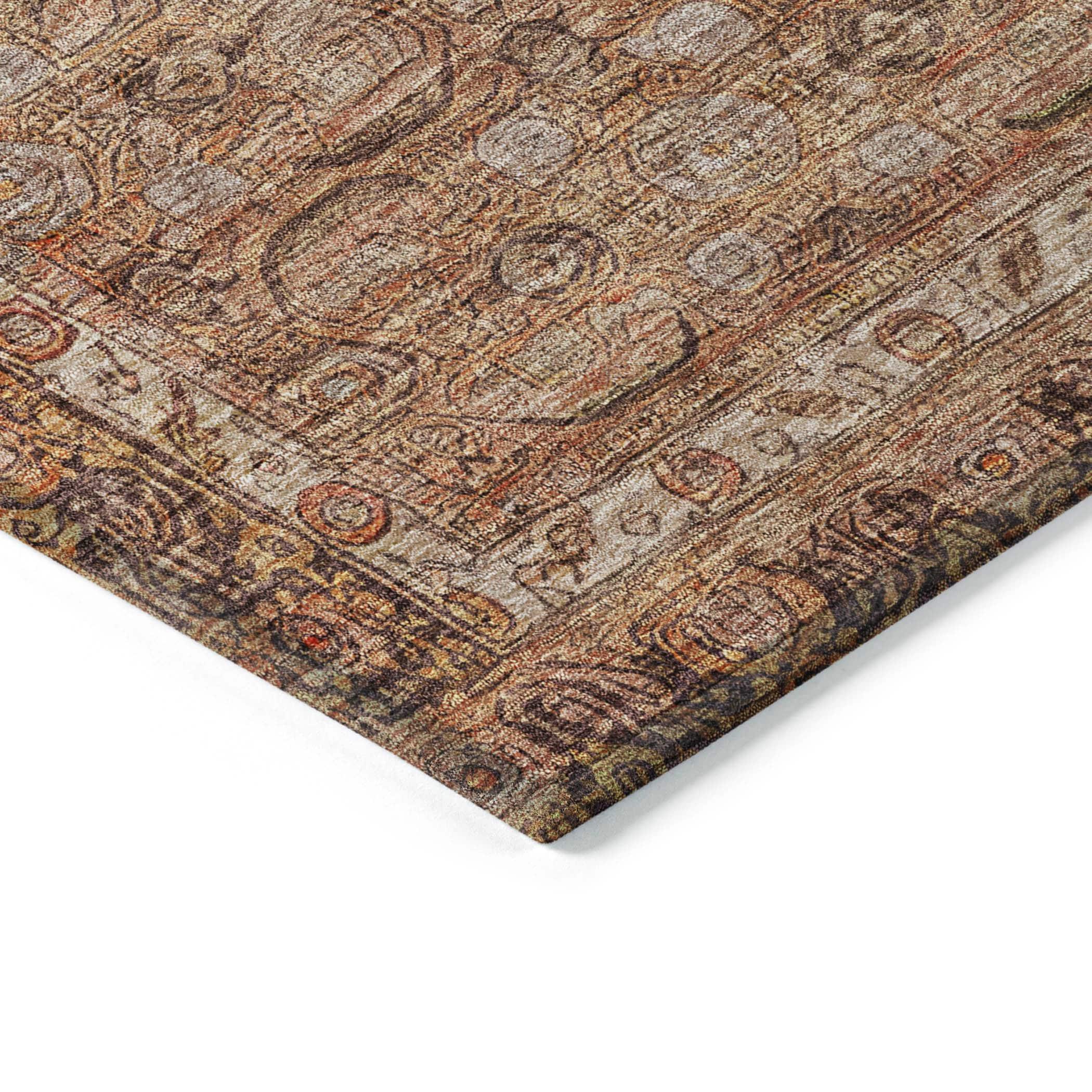 Machine Washable Indoor/Outdoor Chantille Copper Rug