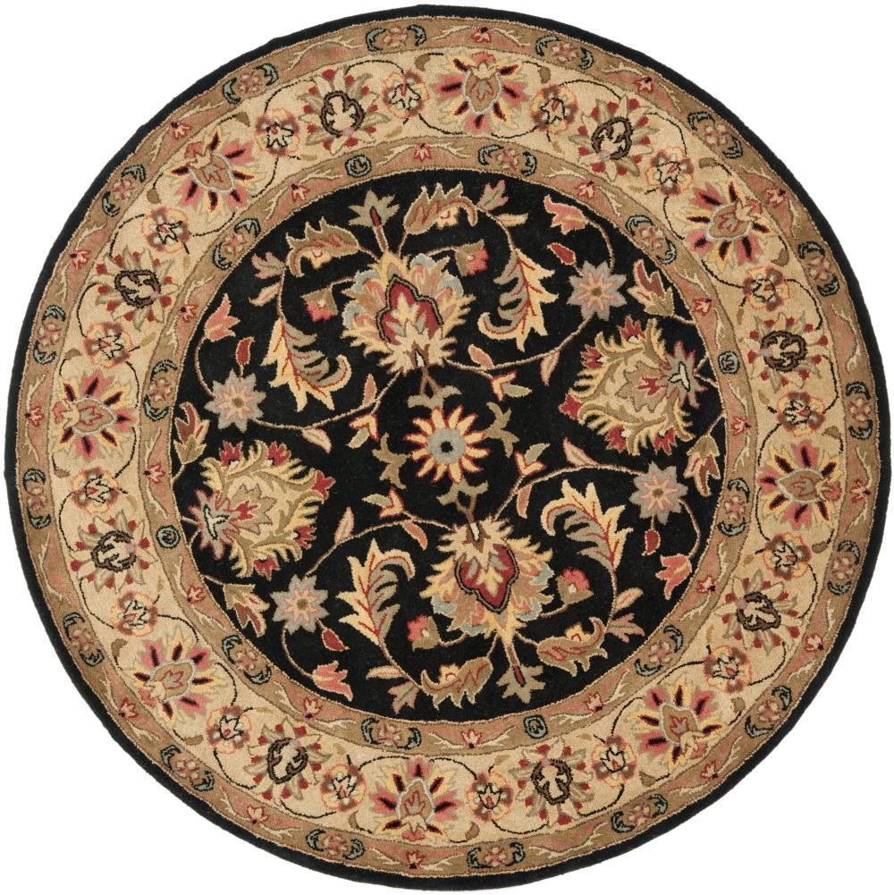 Heritage HG957 Hand Tufted Area Rug - Black/Beige - 6' Round - Safavieh.