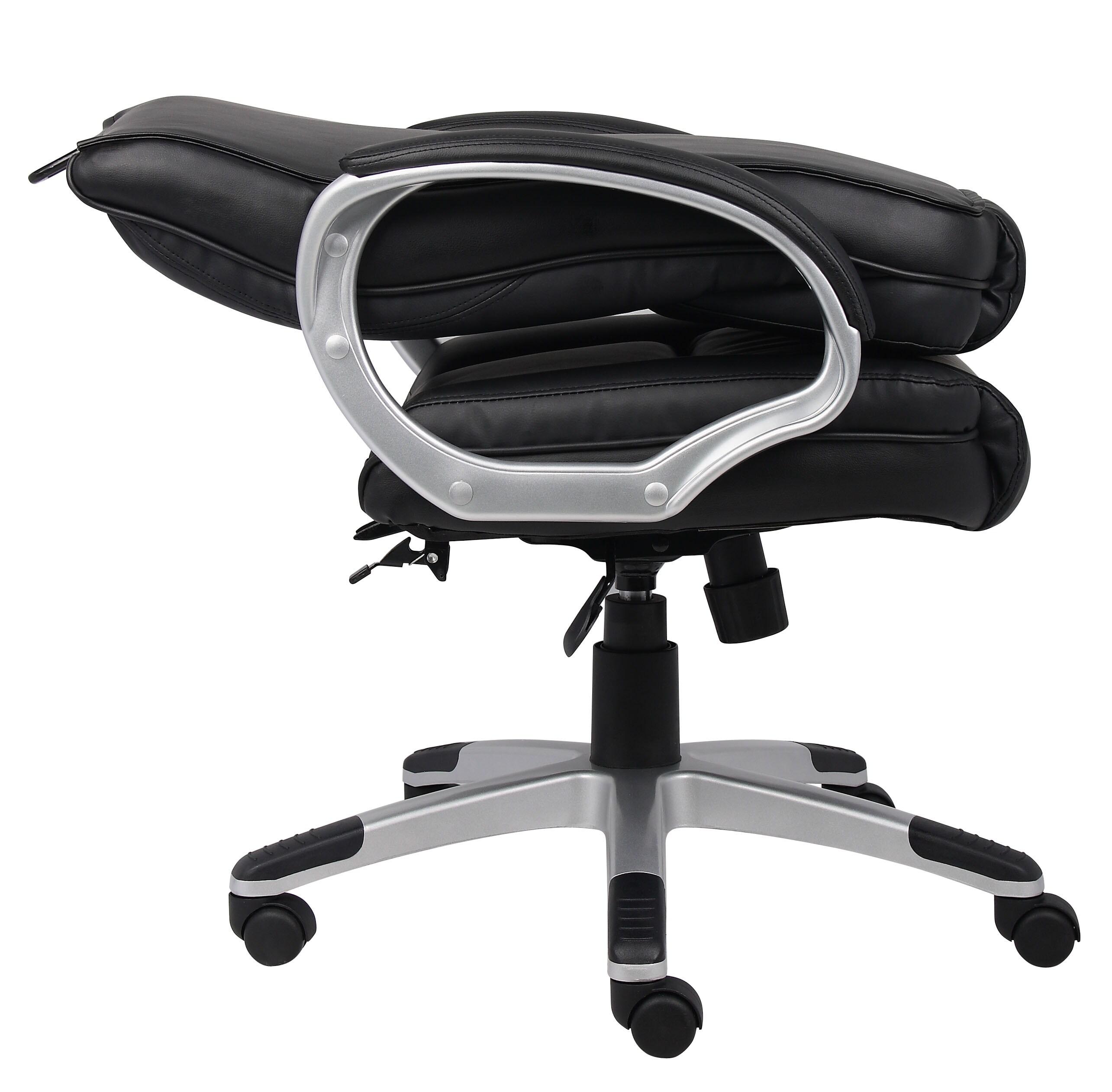 Executive Leatherplus Chair Black - Boss Office Products: High Back, Waterfall Seat, No Tool Assembly