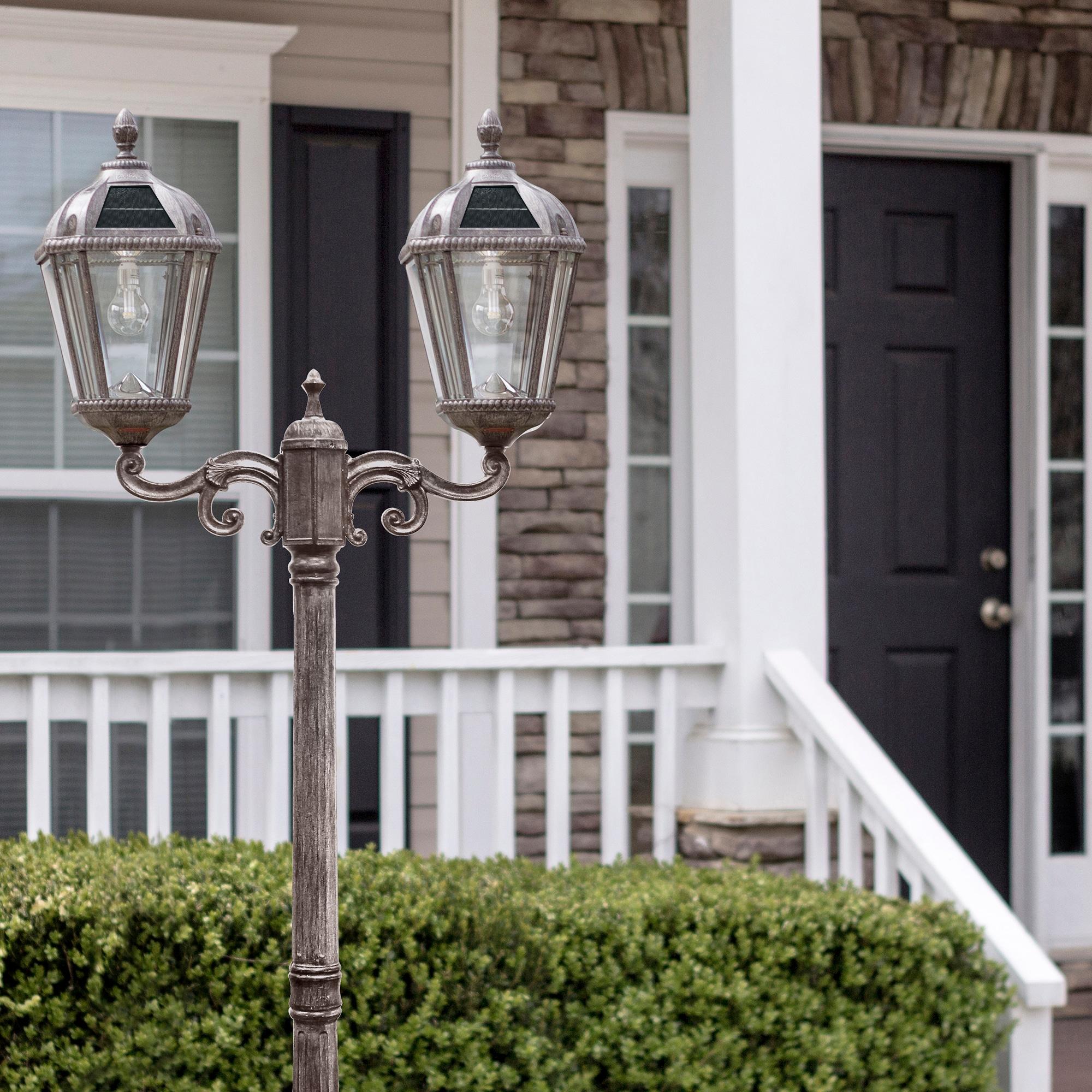 Gama Sonic Royal Brown 2-Light 89" H 300 Lumen Solar Powered Lamp Post (Full)