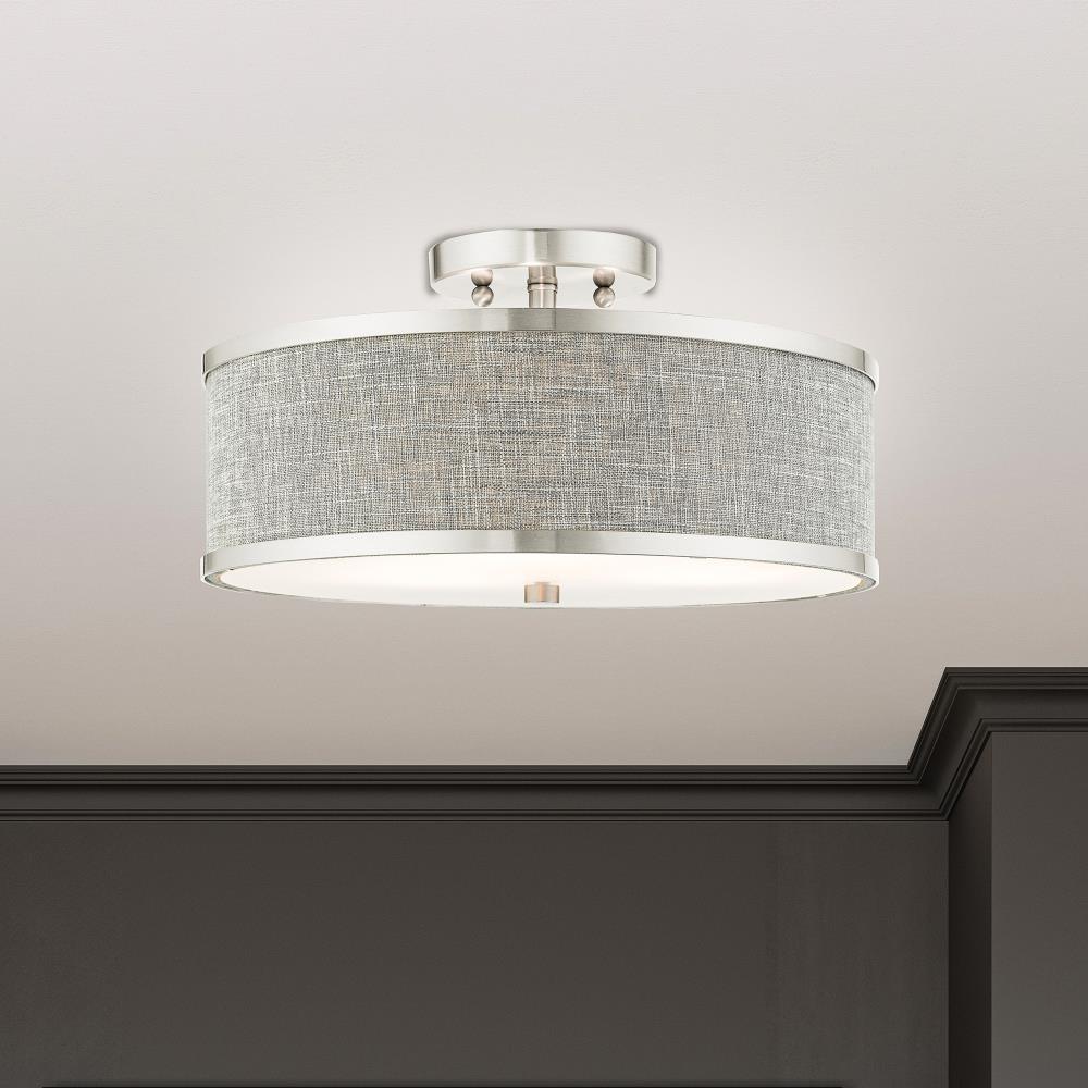 Livex Lighting Park Ridge 3 - Light Semi-Flush Mount in  Brushed Nickel