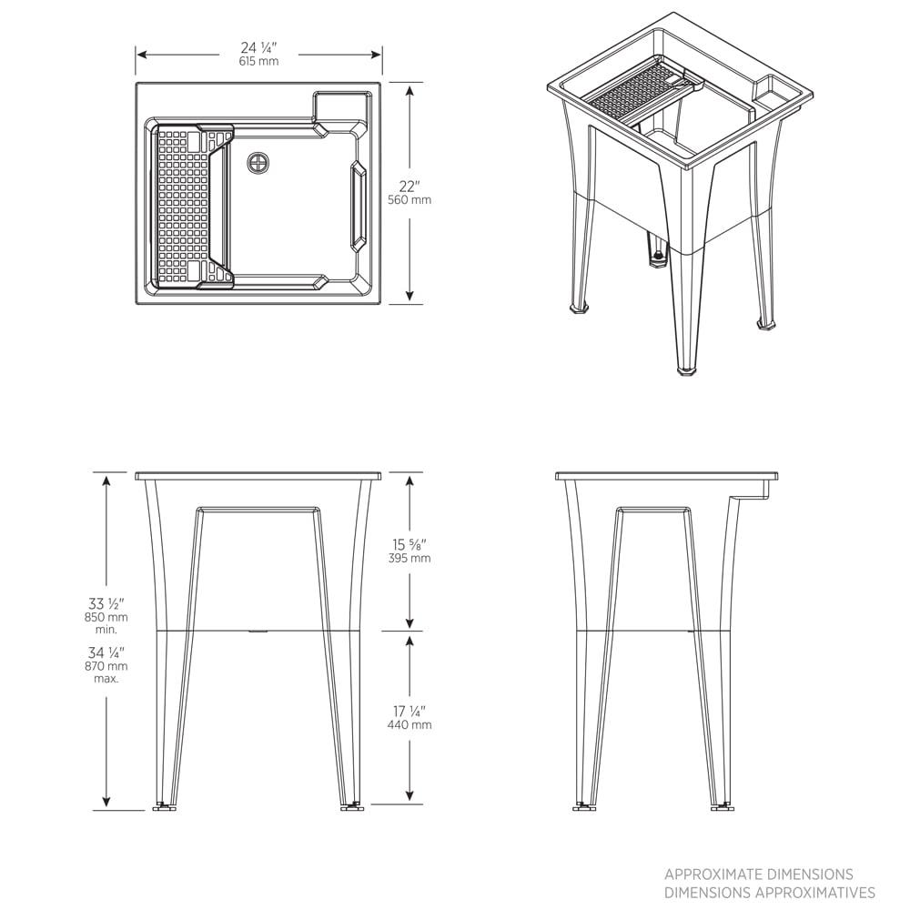 White Stone Freestanding Laundry Sink with Chrome Faucet