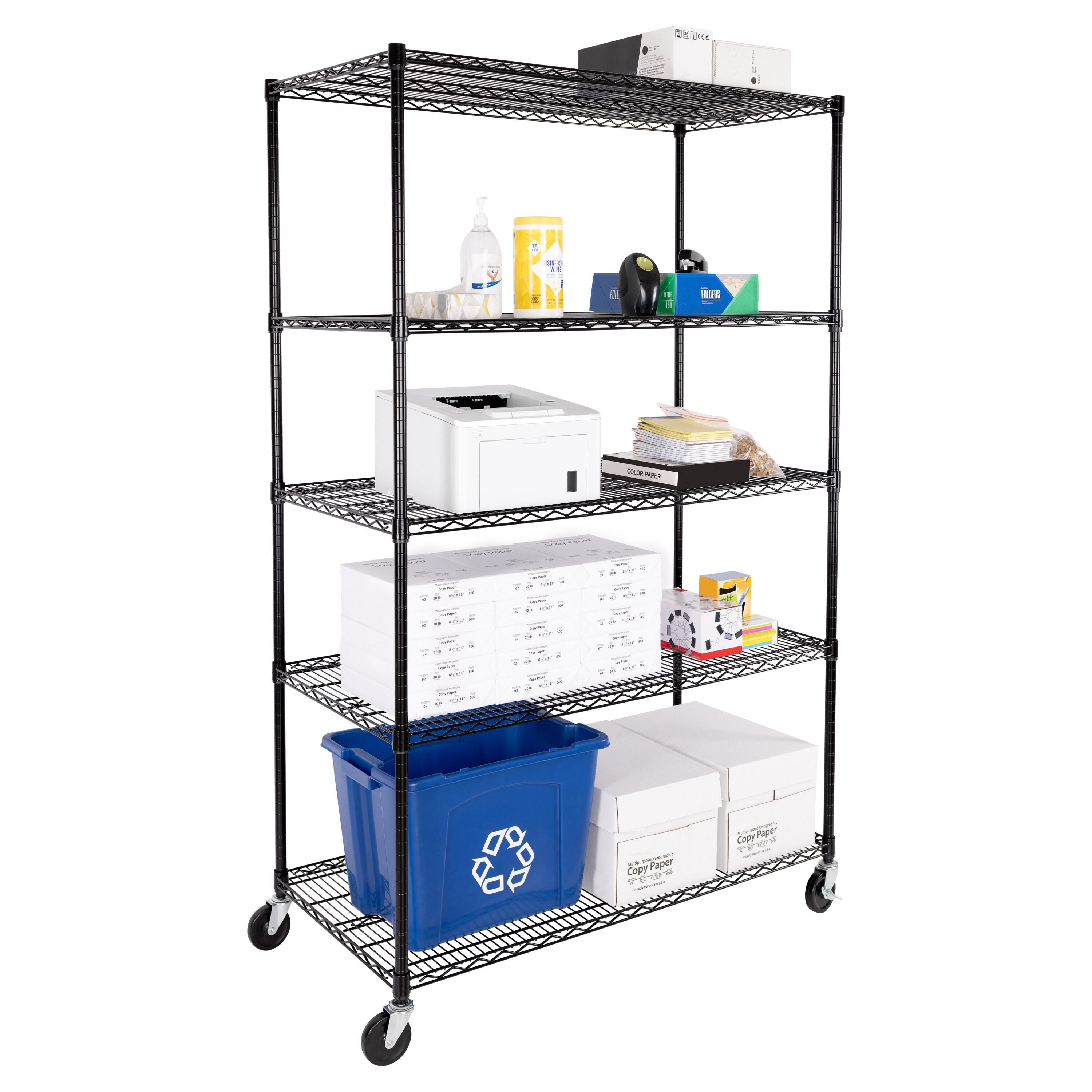 UltraDurable 24" D 5-Tier NSF-Certified Steel Shelving with Wheels