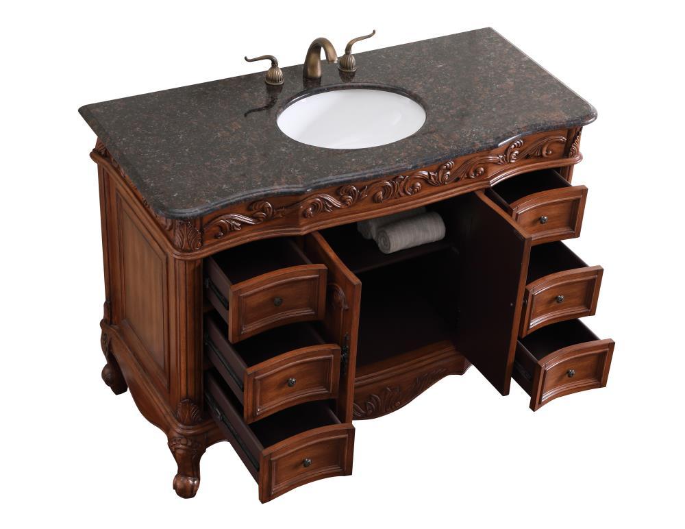 Elegant Decor Oakland 48" Single Marble Top Bathroom Vanity in Teak