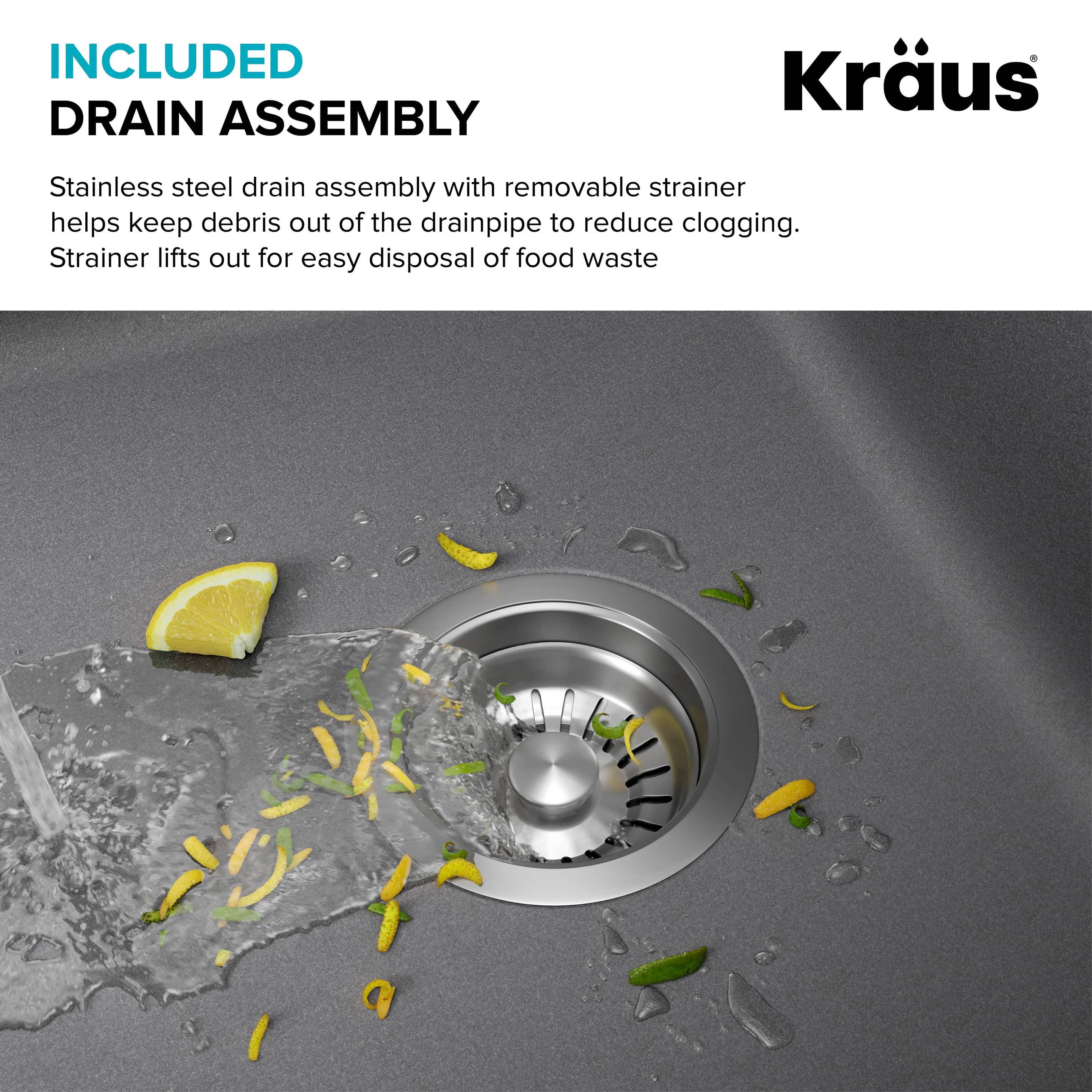 KRAUS Forteza™ 33" L Dual Mount 60/40 Double Bowl Granite Kitchen Sink