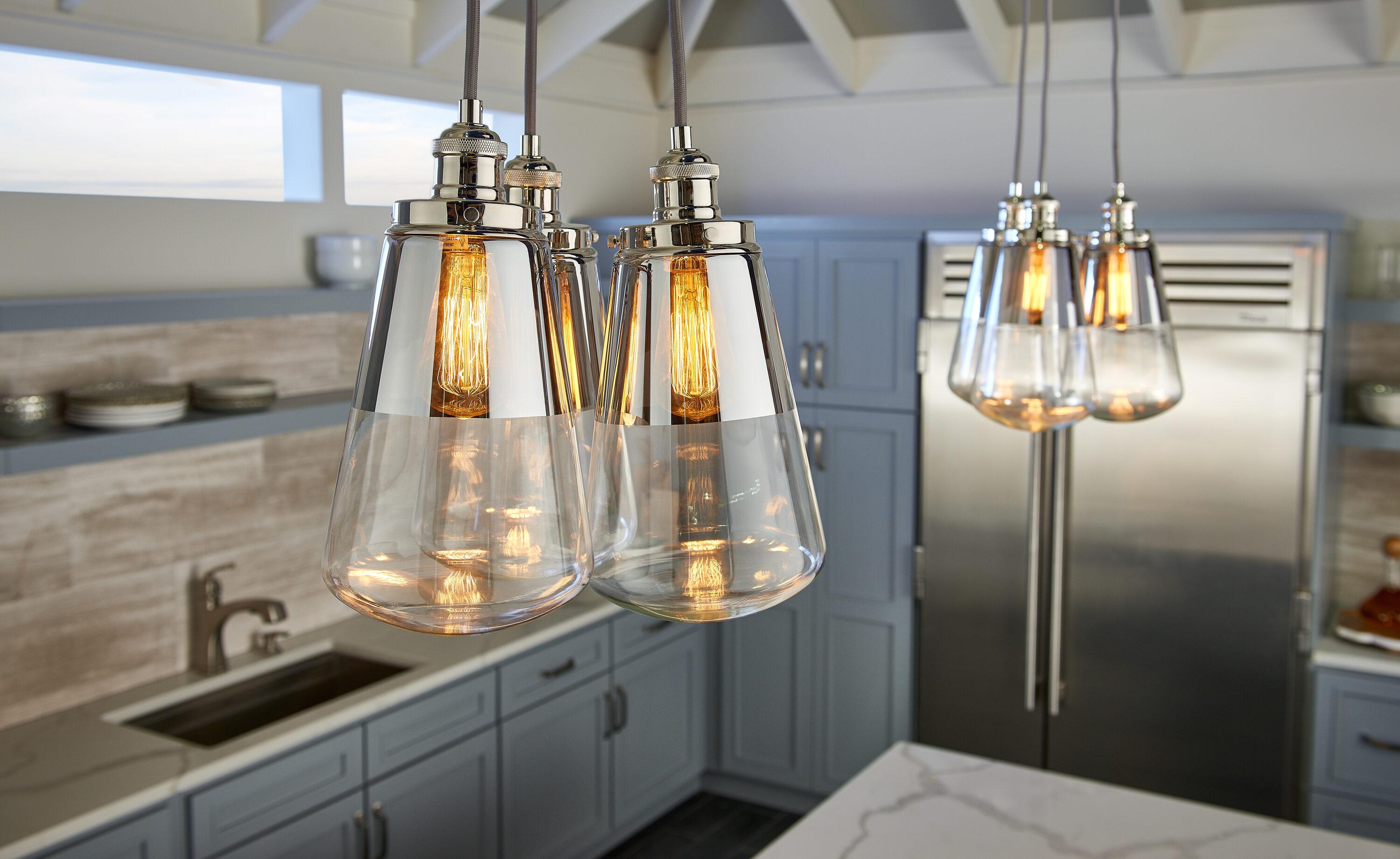 Elegant Mini-Pendant Light in Painted Aged Brass and Dark Zinc with Gold Glass