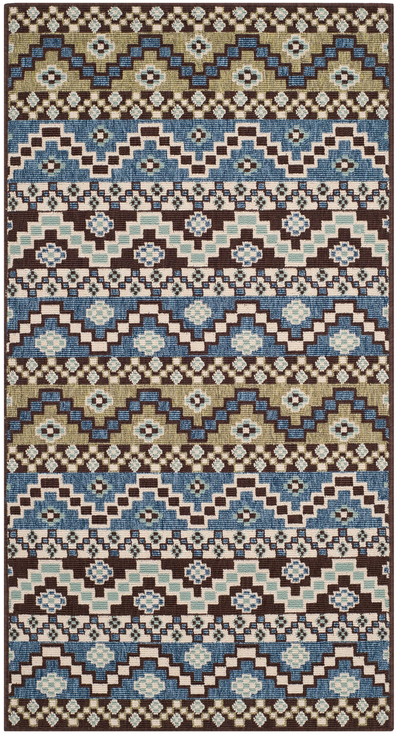 Veranda VER095 Power Loomed Indoor/Outdoor Accent Rug - Blue/Creme - 2'7"x5' - Safavieh