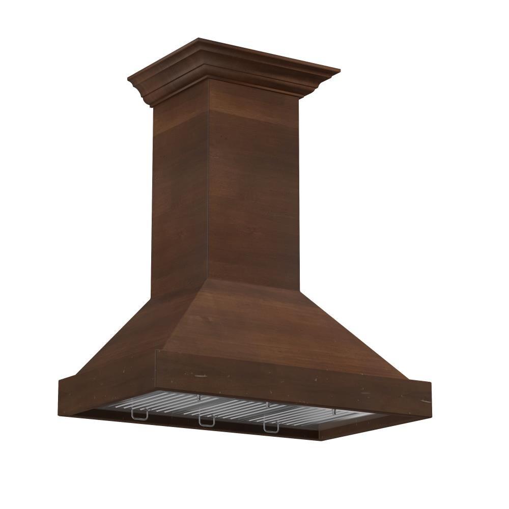 ZLINE 36" Convertible Vent Wooden Wall Mount Range Hood in Walnut