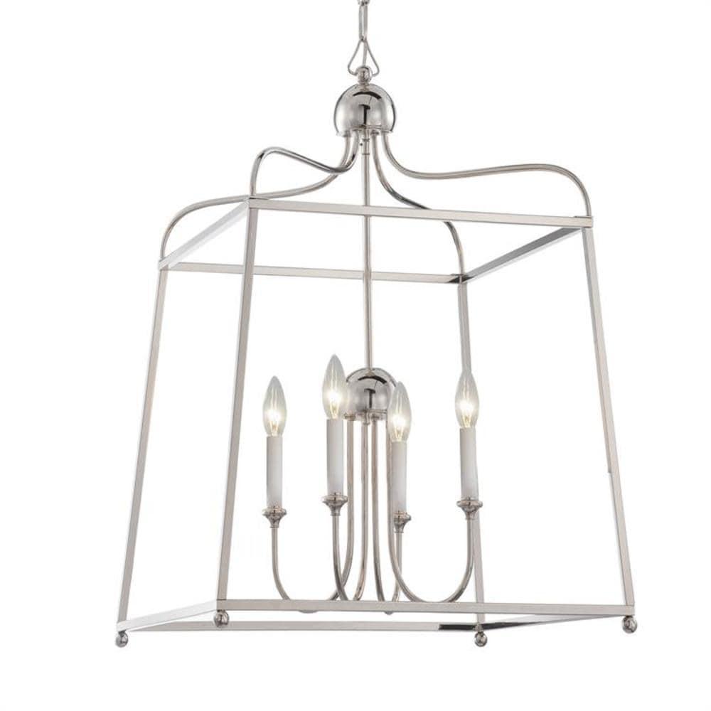 Four Light Chandelier With Linen Fabric Shades In Traditional Style 21.5 Inches Wide By 29.75 Inches High     -Traditional Installation Crystorama