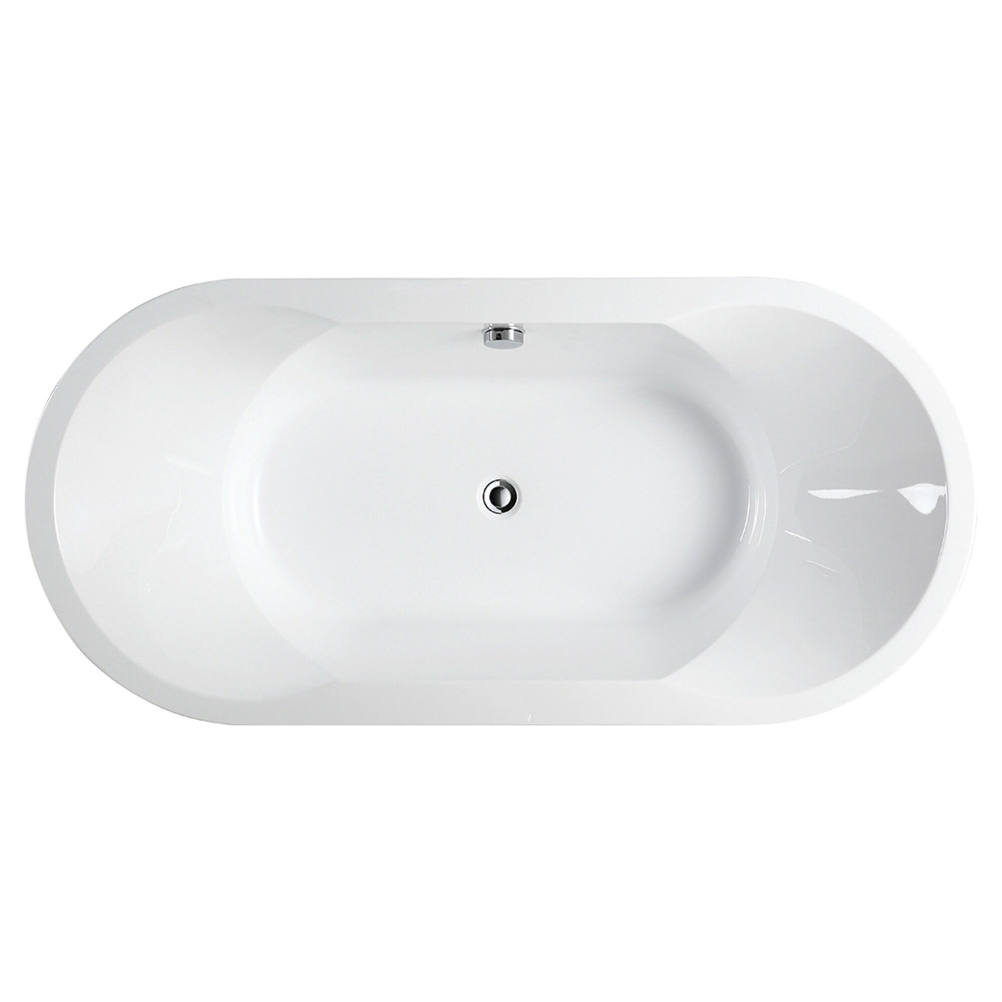 Vanity Art 67" x 32" Acrylic Freestanding Bathtub Contemporary Soaking Tub with Overflow and Pop-Up Drain, VA6804