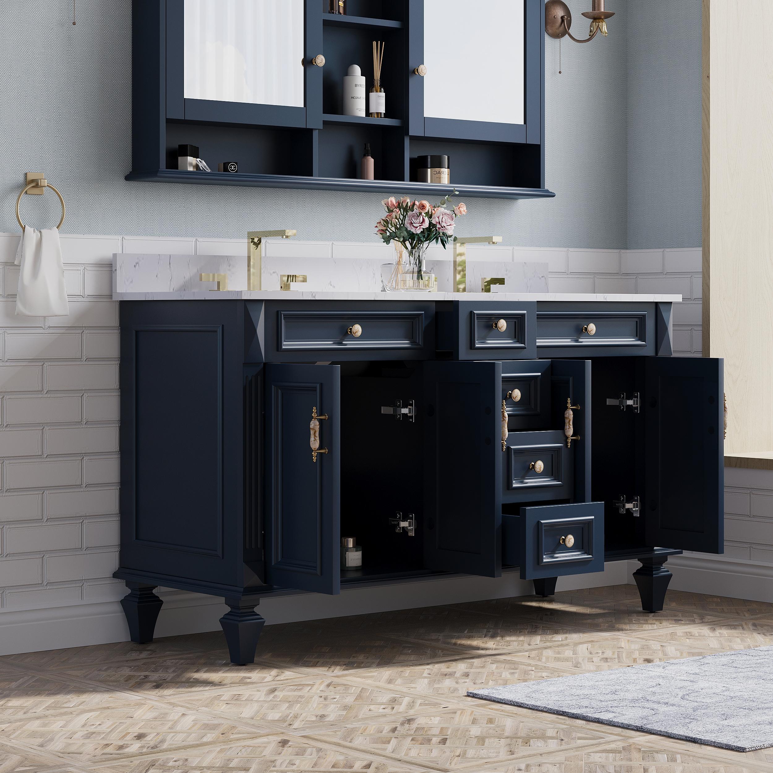 Etta Avenue™ Lydie 60'' Double Bathroom Vanity with Marble Top