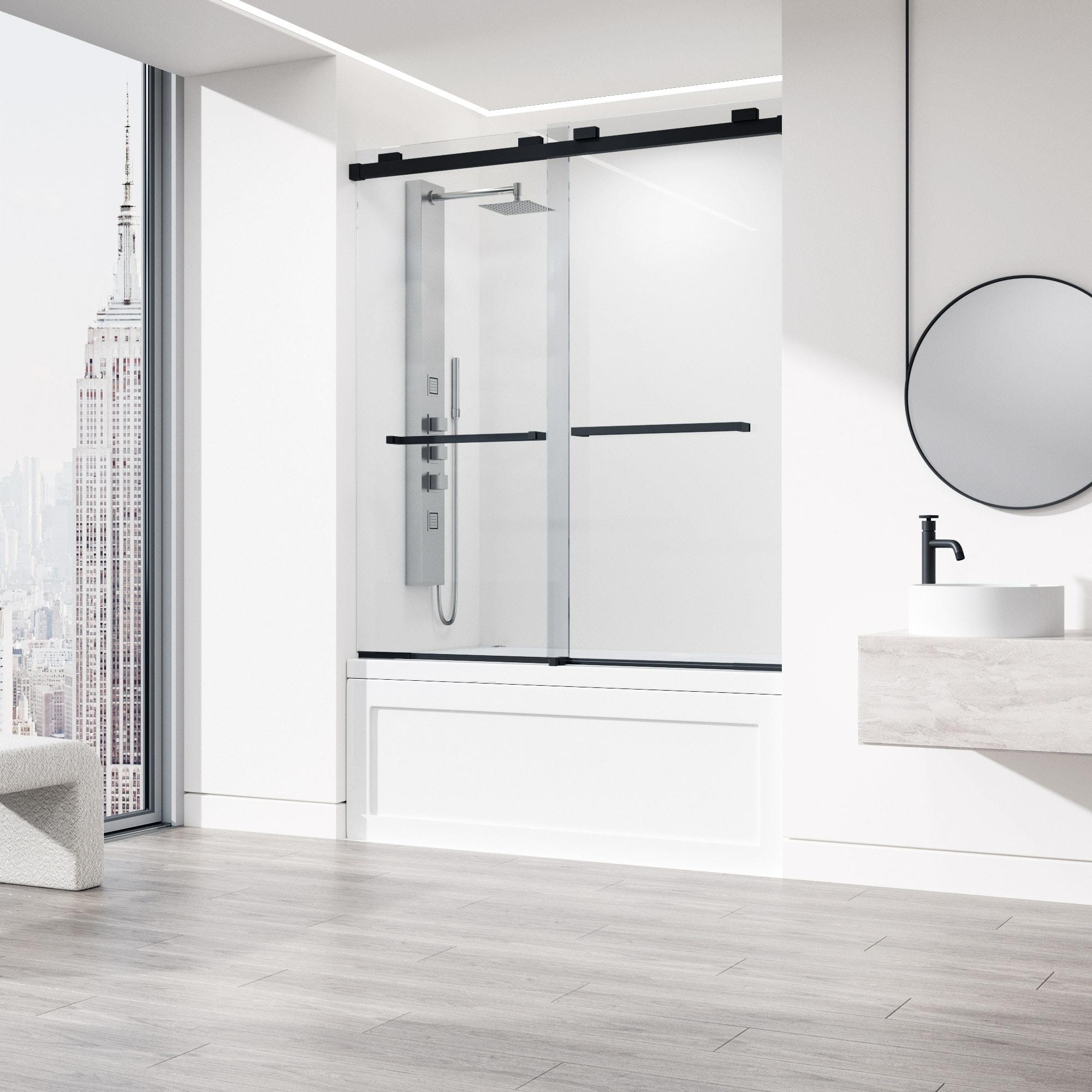 Houston 56-60" W x 66" H Double Sliding Frameless Tub Door with 3/8" Clear Glass