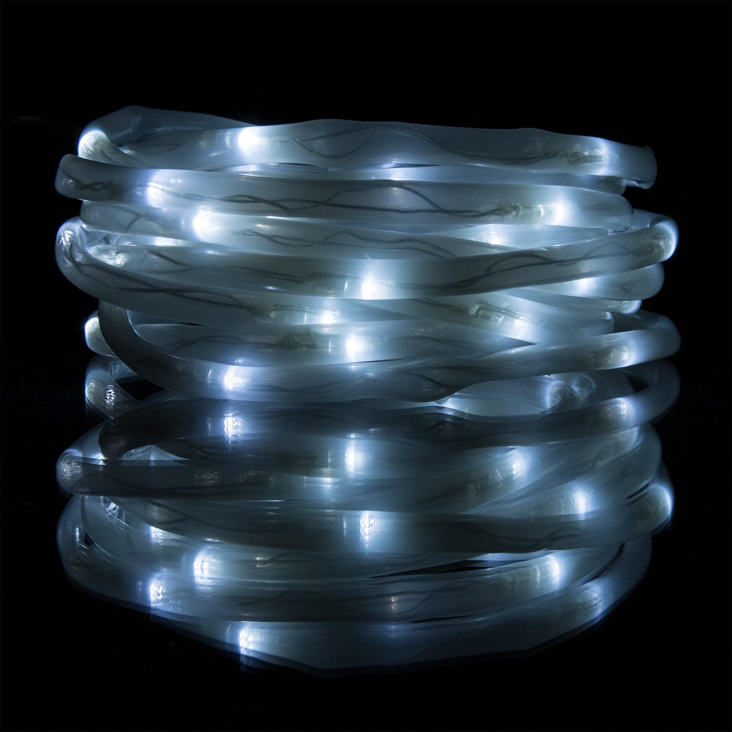 Solar Powered White LED Outdoor Twinkle Rope Lights, 32 ft