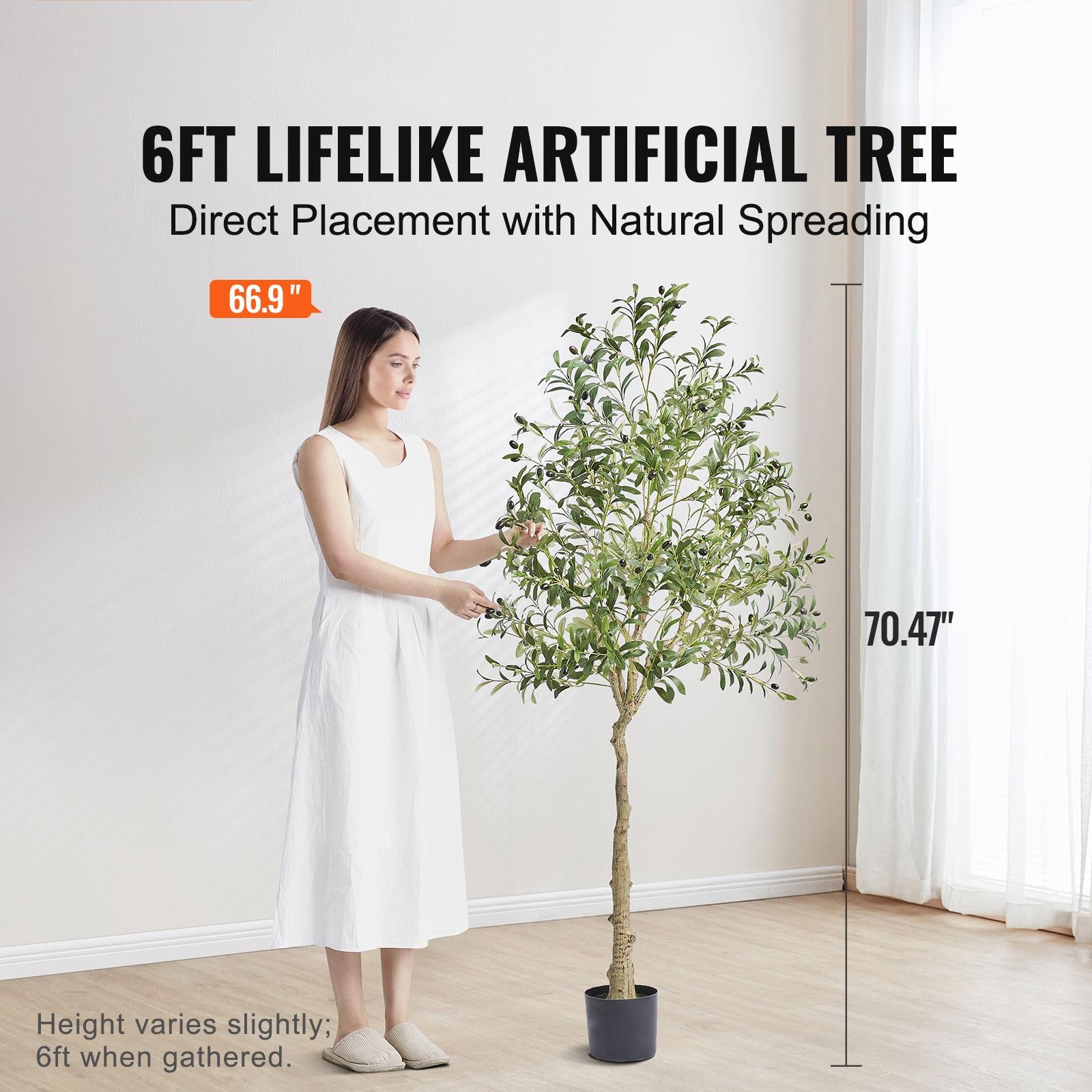 6 ft. Artificial Olive Tree Secure PE Material and Anti-Tip Tilt Protection Low-Maintenance Plant