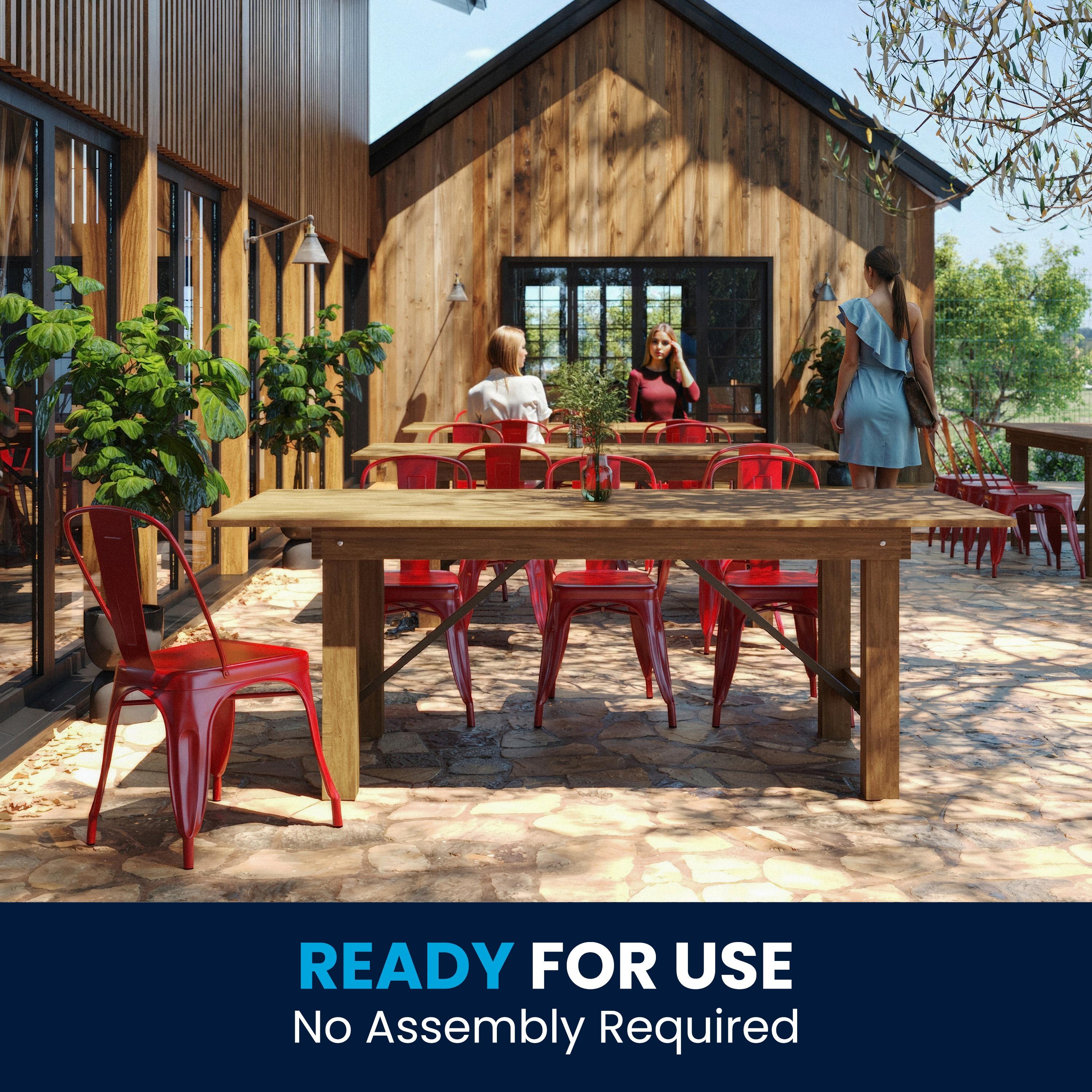 Flash Furniture Hercules Series 7' x 40" Rectangular Rustic Solid Pine Folding Dining Table