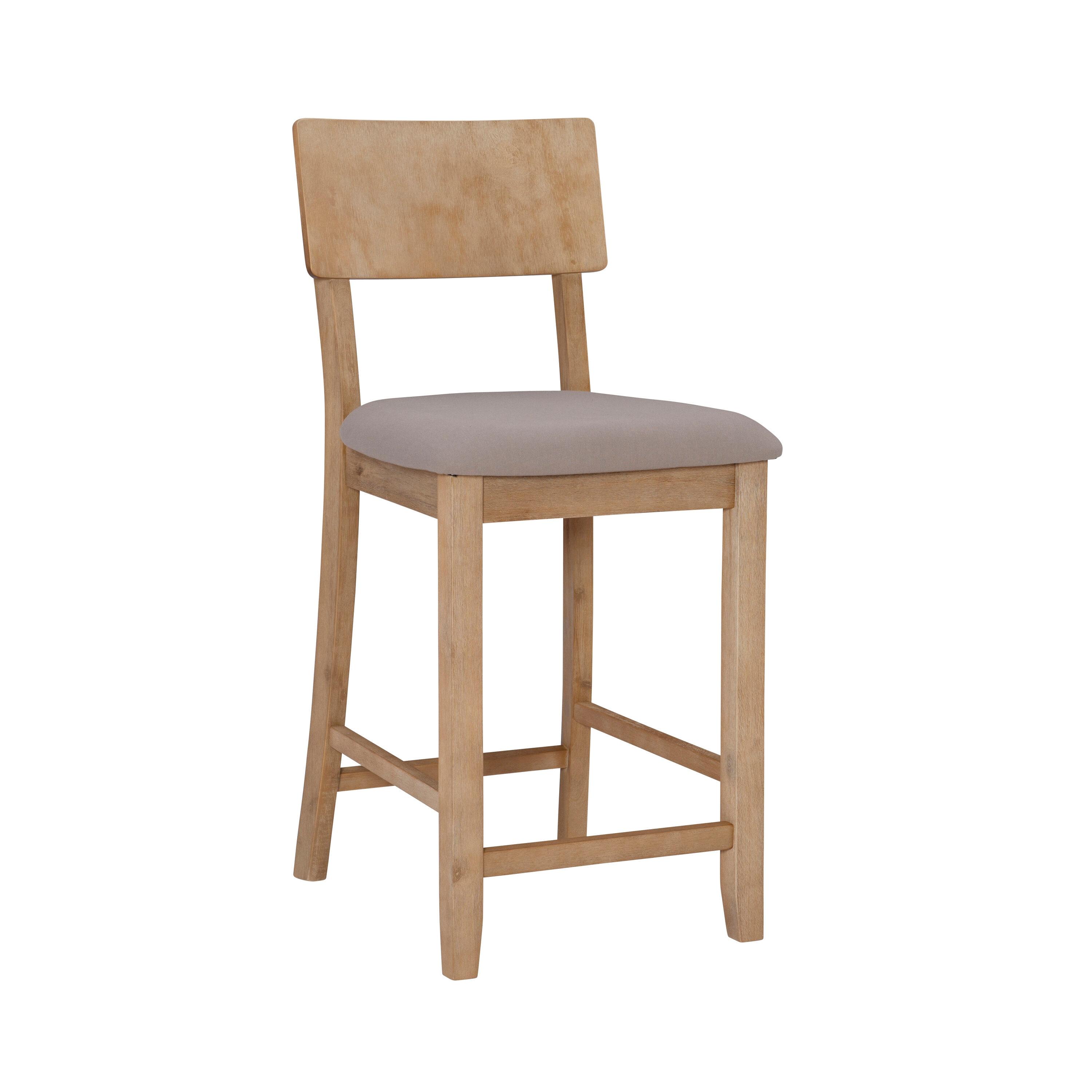24" Jordan Padded Seat Upholstery Counter Height Barstool Light Gray - Linon: Scandinavian Style, Wood Legs, Polyester